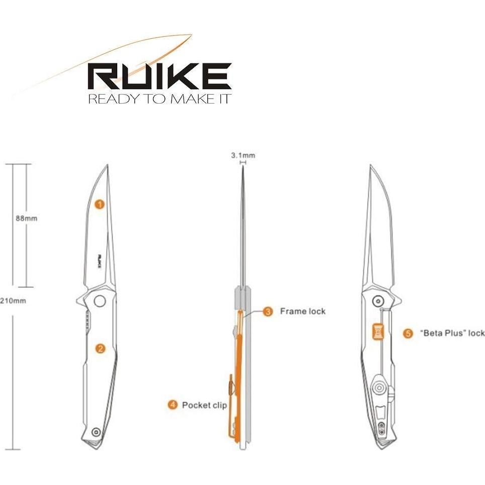 Cuchillo Táctico Plegable Ruike RKEP108SF Acero Inoxidable 21cm