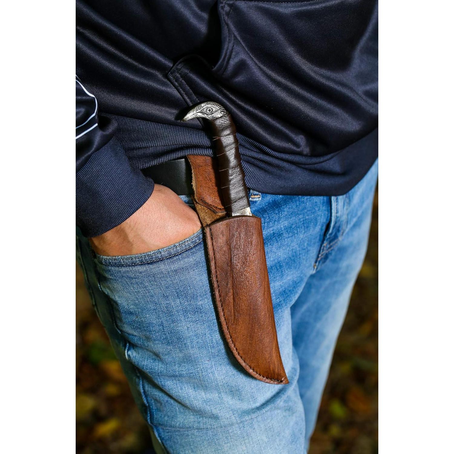 Cuchillo Vikingo Cuervo de Odin - Acero Carbono 16 cm con Funda