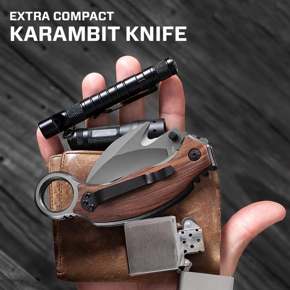 Cuchillo Plegable Karambit Grand Way de Madera 18.5 cm