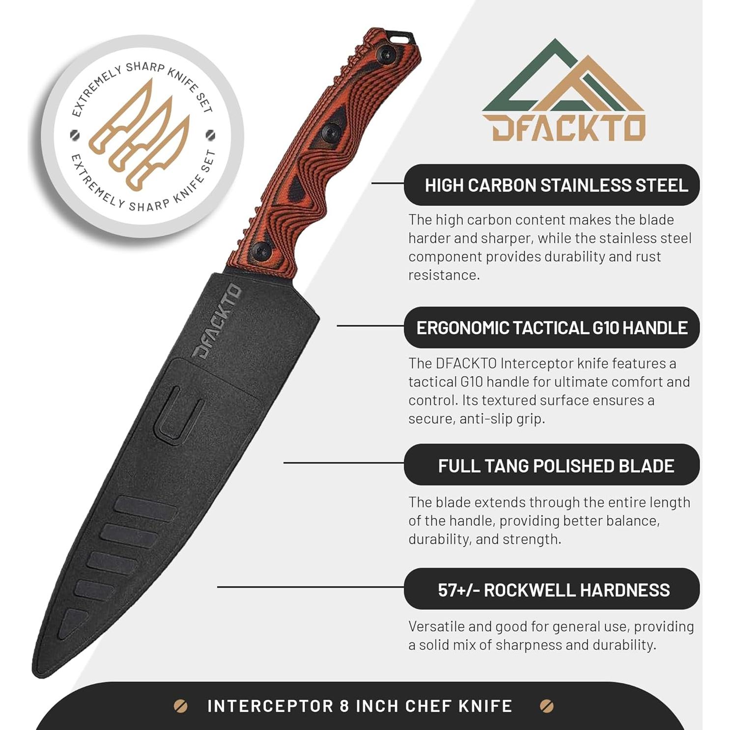 Cuchillo de Chef DFACKTO Interceptor 20.3 cm Acero Inoxidable Naranja