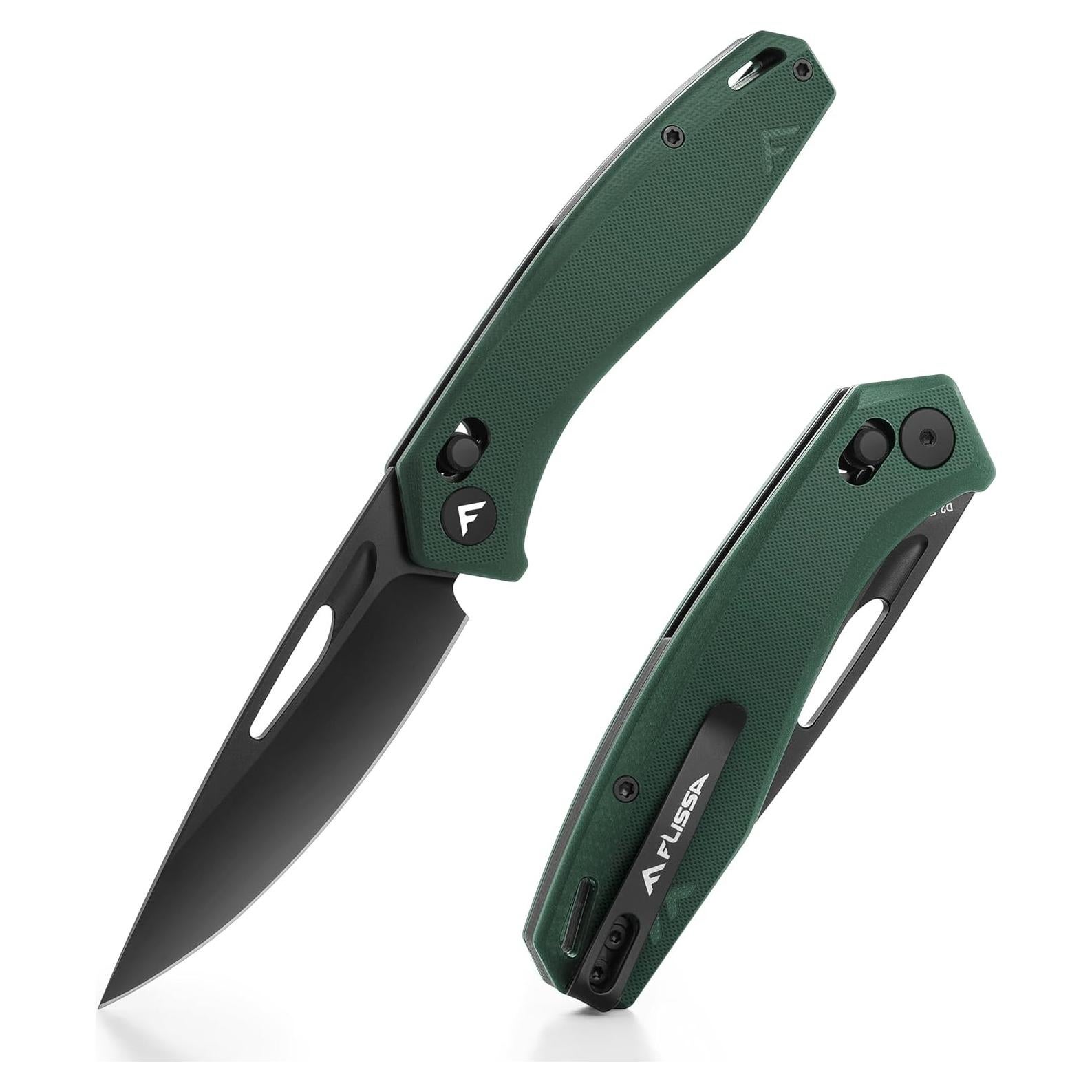 Cuchillo Plegable FLISSA EDC Verde, Hoja Acero D2 8.89 cm
