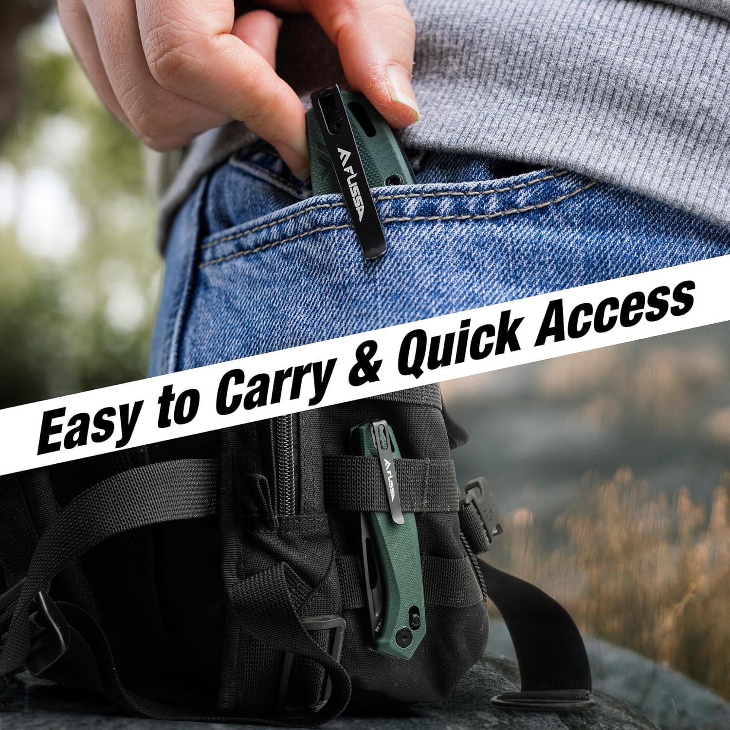 Cuchillo Plegable FLISSA EDC Verde, Hoja Acero D2 8.89 cm