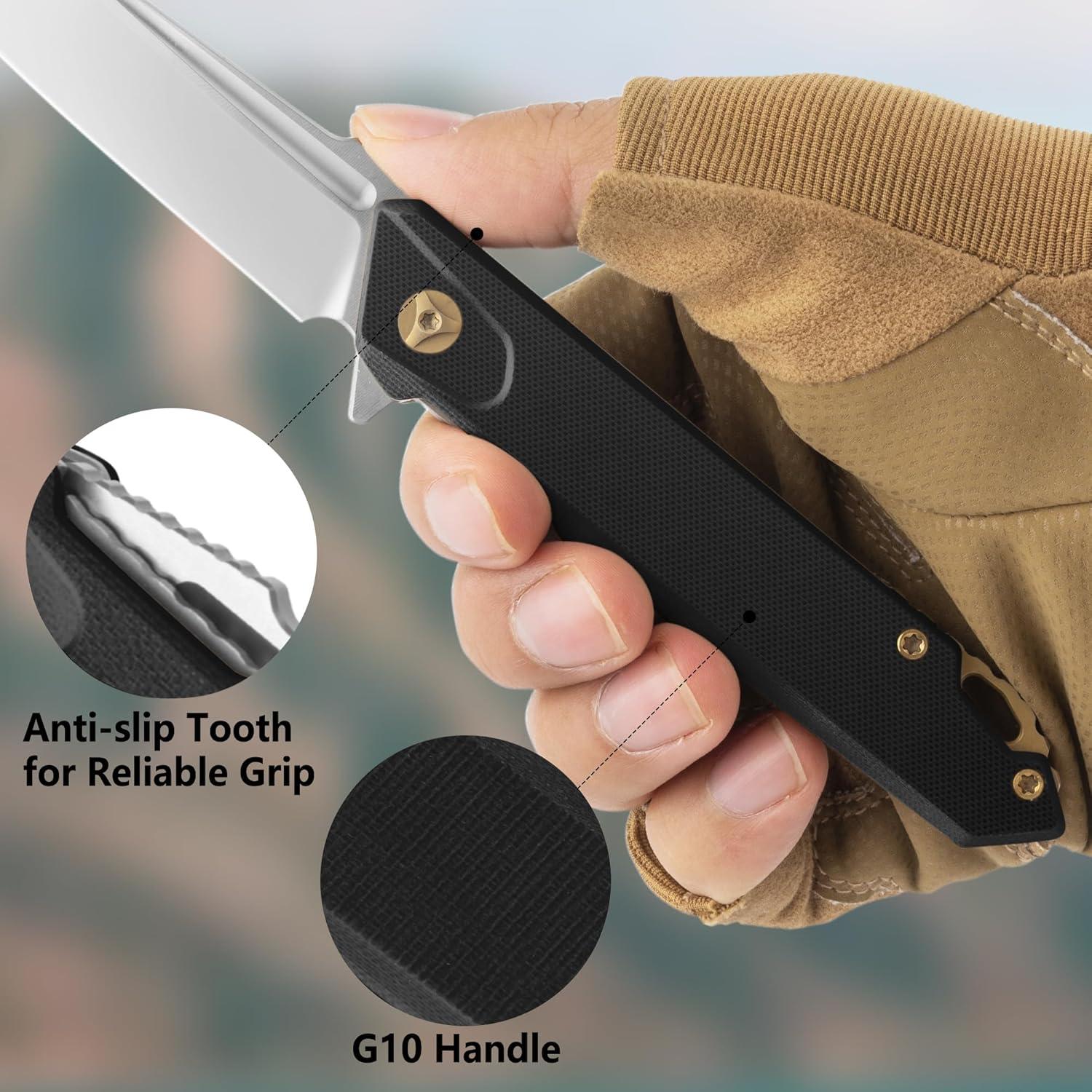 Cuchillo Plegable FLISSA G10 Negro Hoja Acero D2 11.43 cm