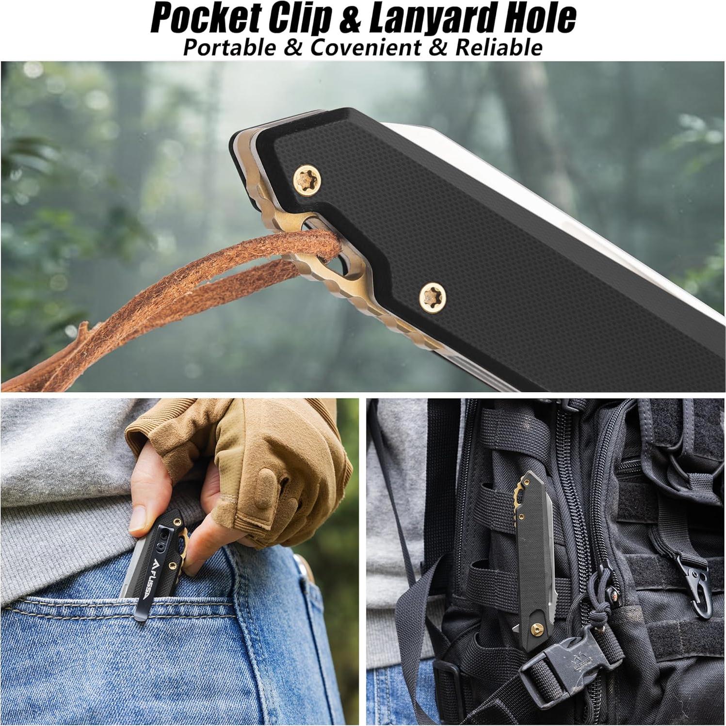 Cuchillo Plegable FLISSA G10 Negro Hoja Acero D2 11.43 cm