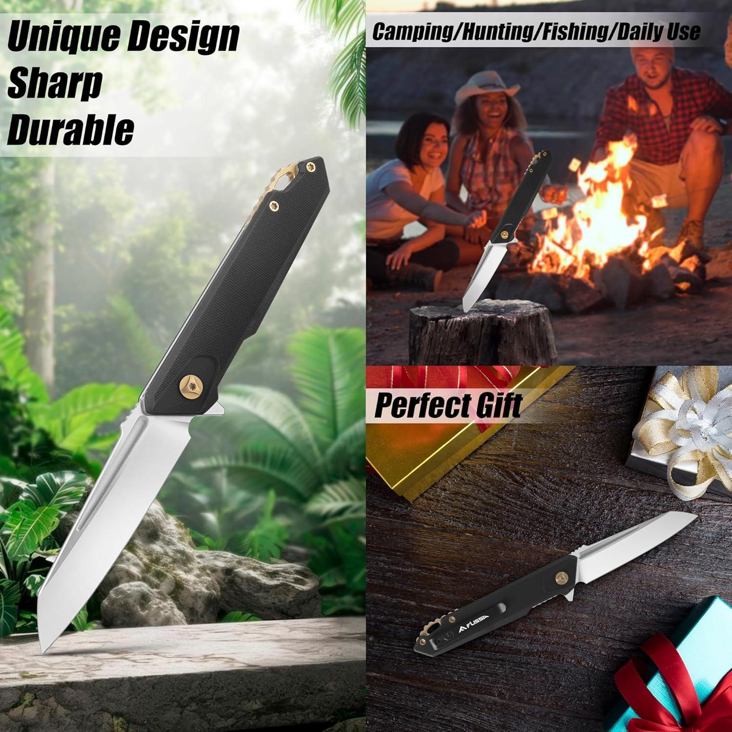 Cuchillo Plegable FLISSA G10 Negro Hoja Acero D2 11.43 cm