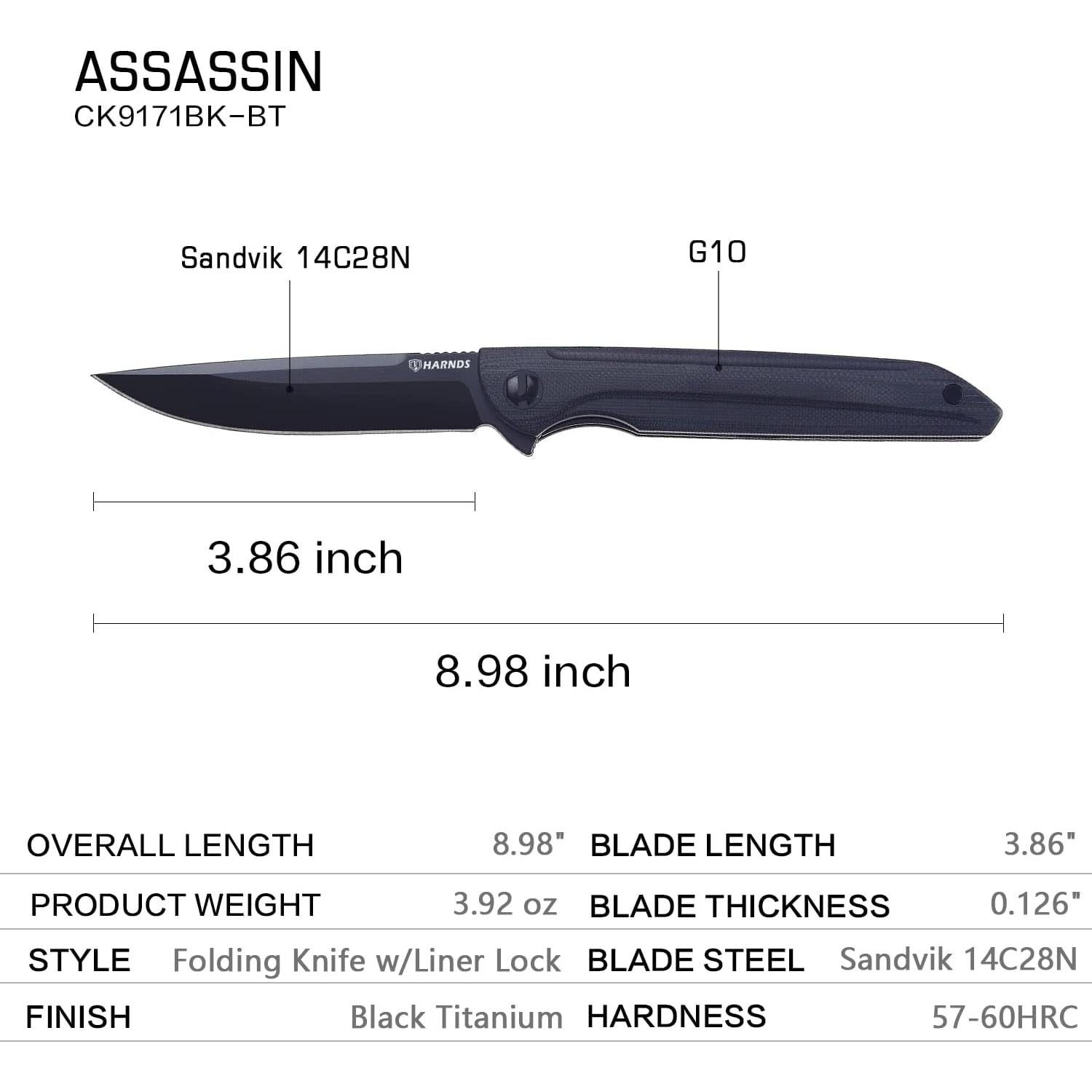 Cuchillo Plegable Harnds Assassin Titanio 22.6cm 111g Camping