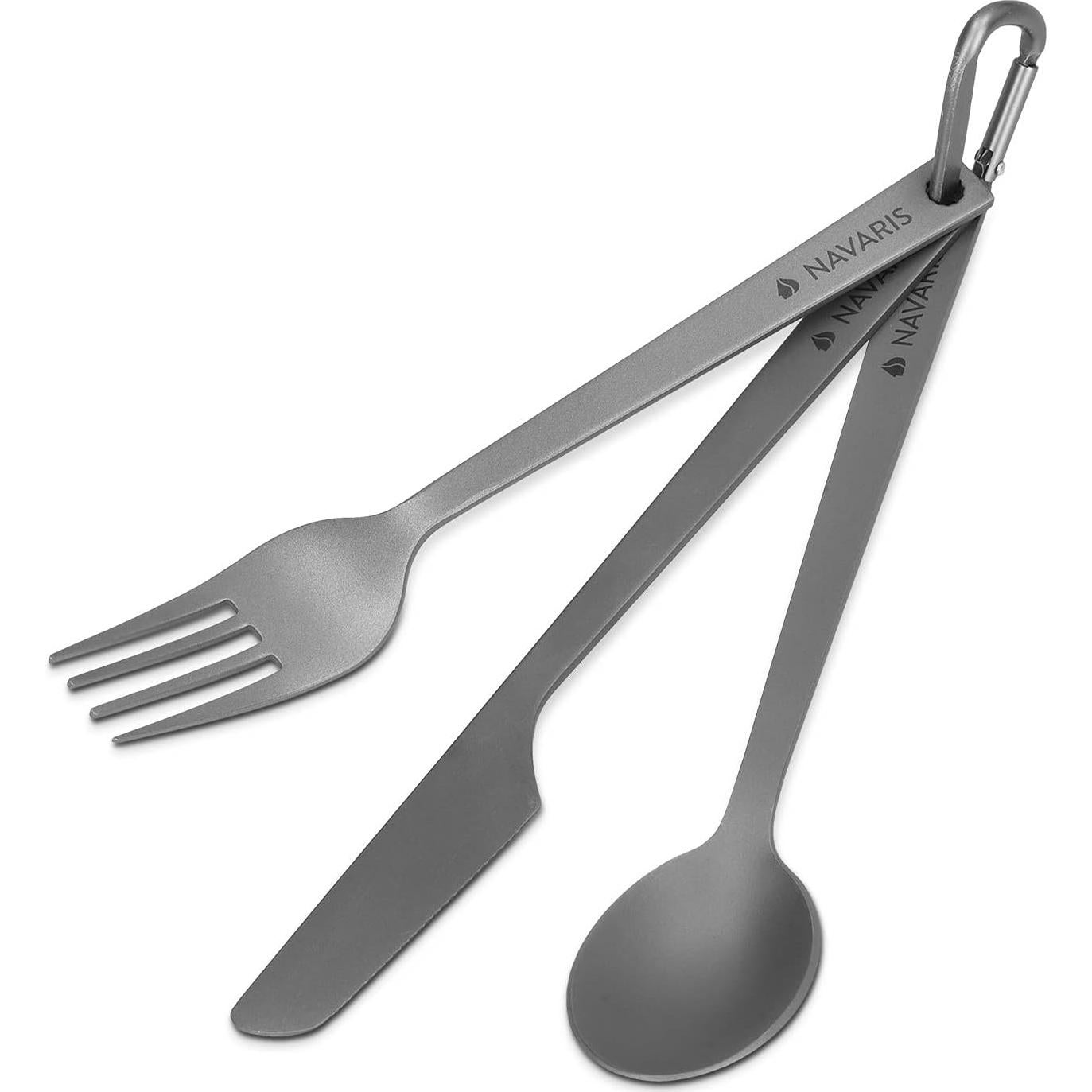 Juego de Cubiertos de Camping Titanio Navaris 3 Piezas Liviano