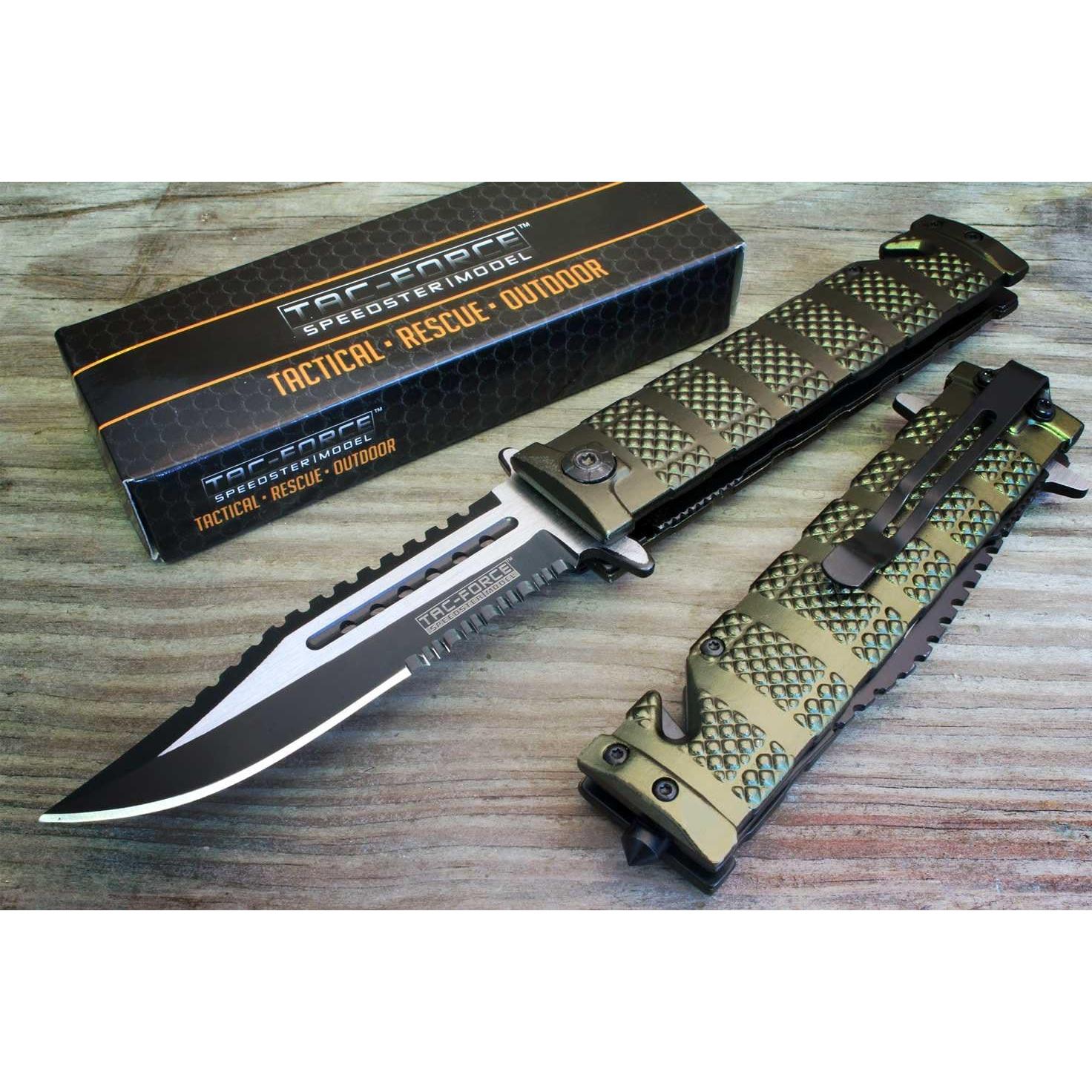 Cuchillo Plegable TAC Force TF-710GN Verde Hoja Semi-Serrada