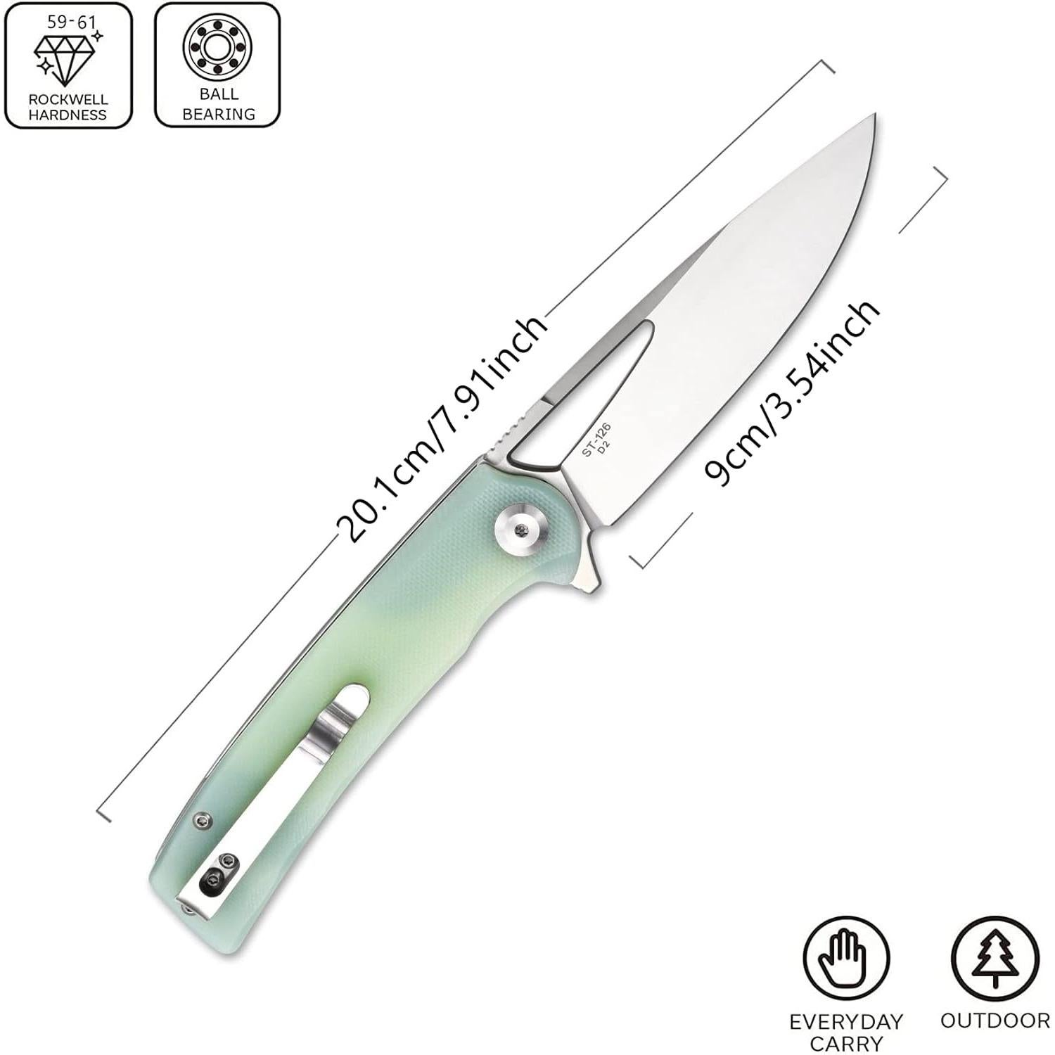 Cuchillo Plegable Sitivien ST126 D2 G10 20.1 cm Jade