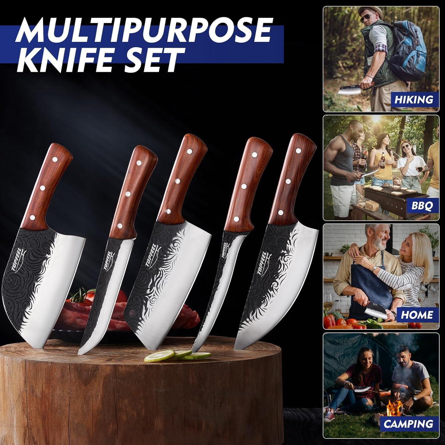 Juego de Cuchillos de Cocina Topfeel 5 Piezas Forjados a Mano