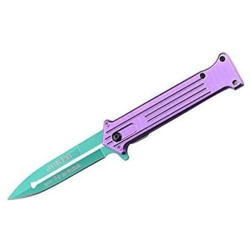 Cuchillo Plegable Táctico Joker 12.7 cm Hoja Verde Aluminio Púrpura