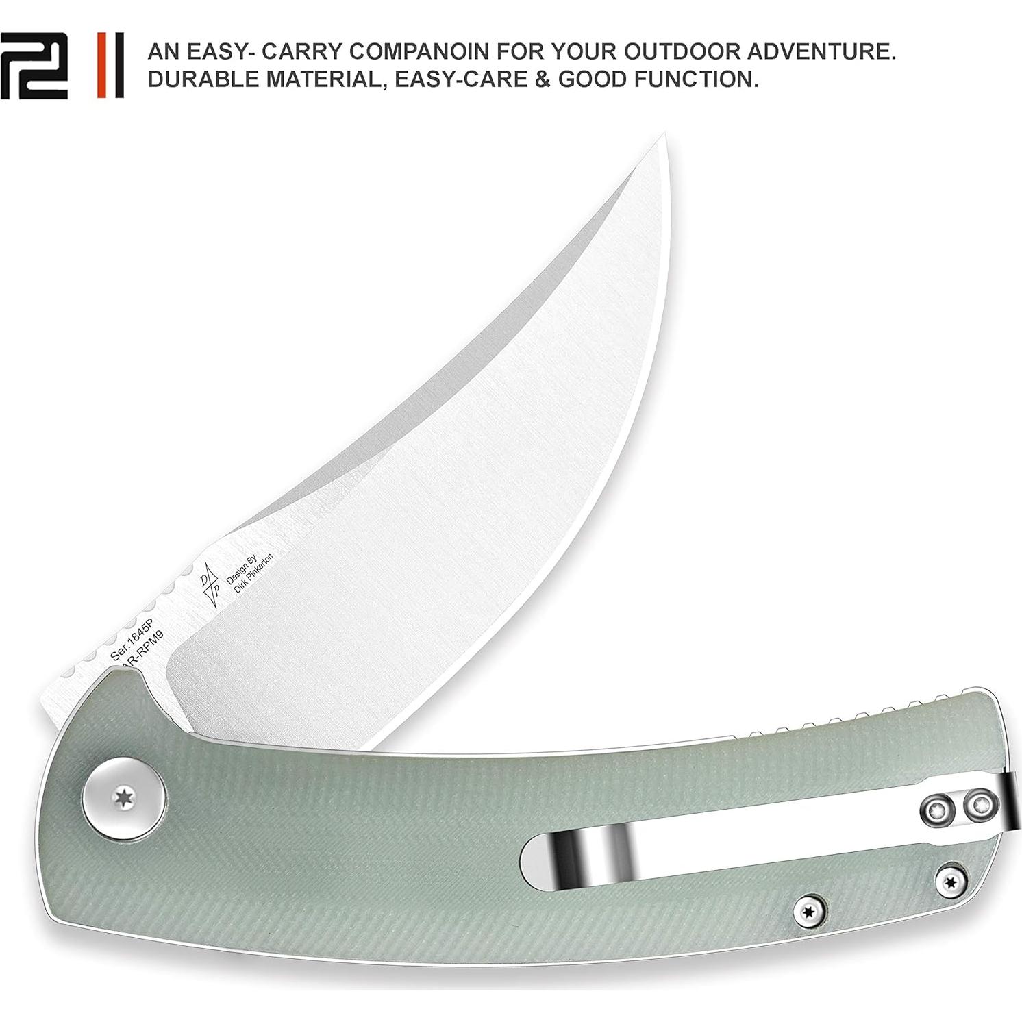 ARTISANCUTLERY Folding Hunting Knives Arroyo (ATZ-1845) AR-RPM9 Powder Steel Blade G10 Tactical Handle Pocket Folding Knife EDC Natural Green