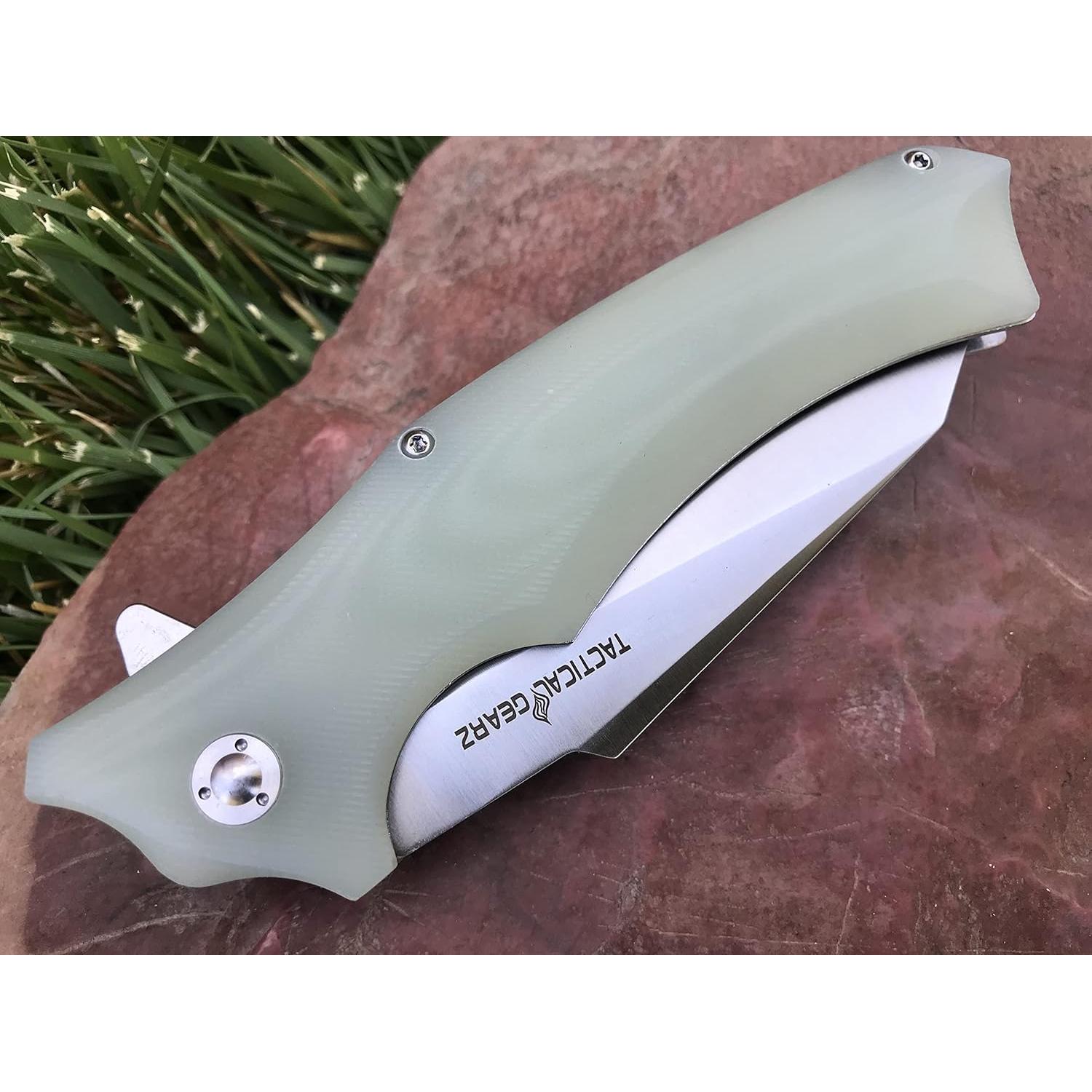 Pocket Folding Knife, G10 Handle, 9Cr18MoV Stainless Steel Blade, Includes Sheath (Vex Ice)
