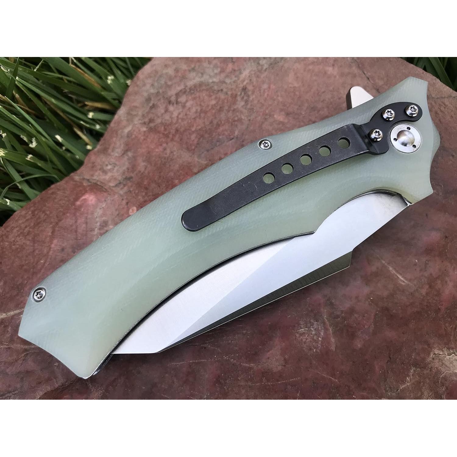 Pocket Folding Knife, G10 Handle, 9Cr18MoV Stainless Steel Blade, Includes Sheath (Vex Ice)