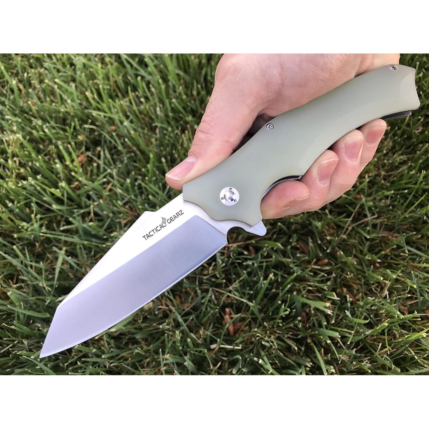 Pocket Folding Knife, G10 Handle, 9Cr18MoV Stainless Steel Blade, Includes Sheath (Vex Ice)