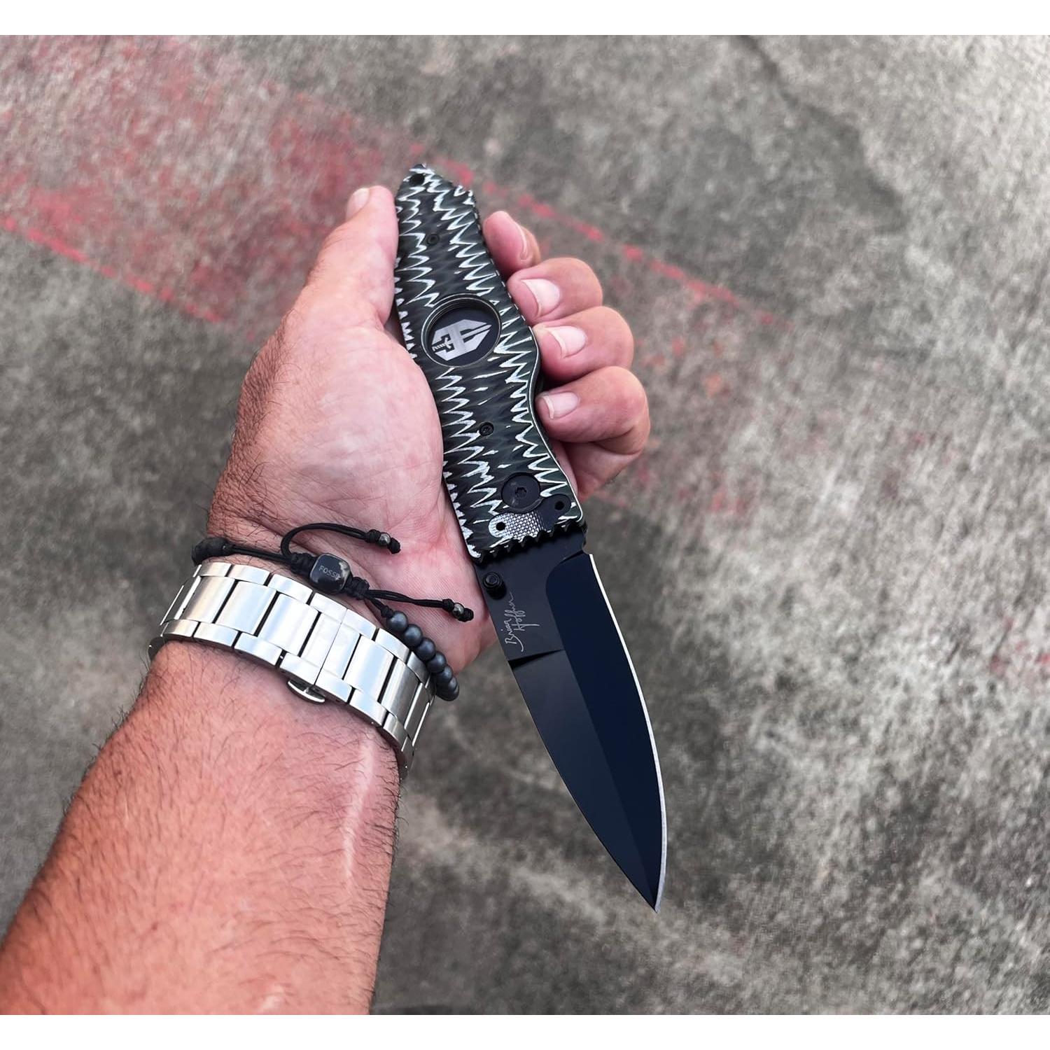 Cuchillo Plegable Hoffner 3.5" VG10 Hoja Negra G10 Texturizada