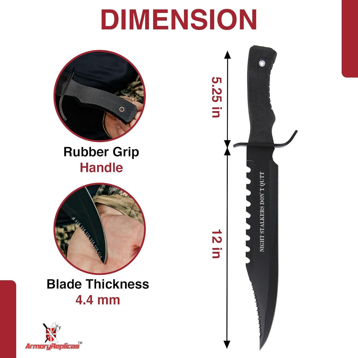 Cuchillo Deportivo Sawback Nocturno Armory Replicas 30.99 cm