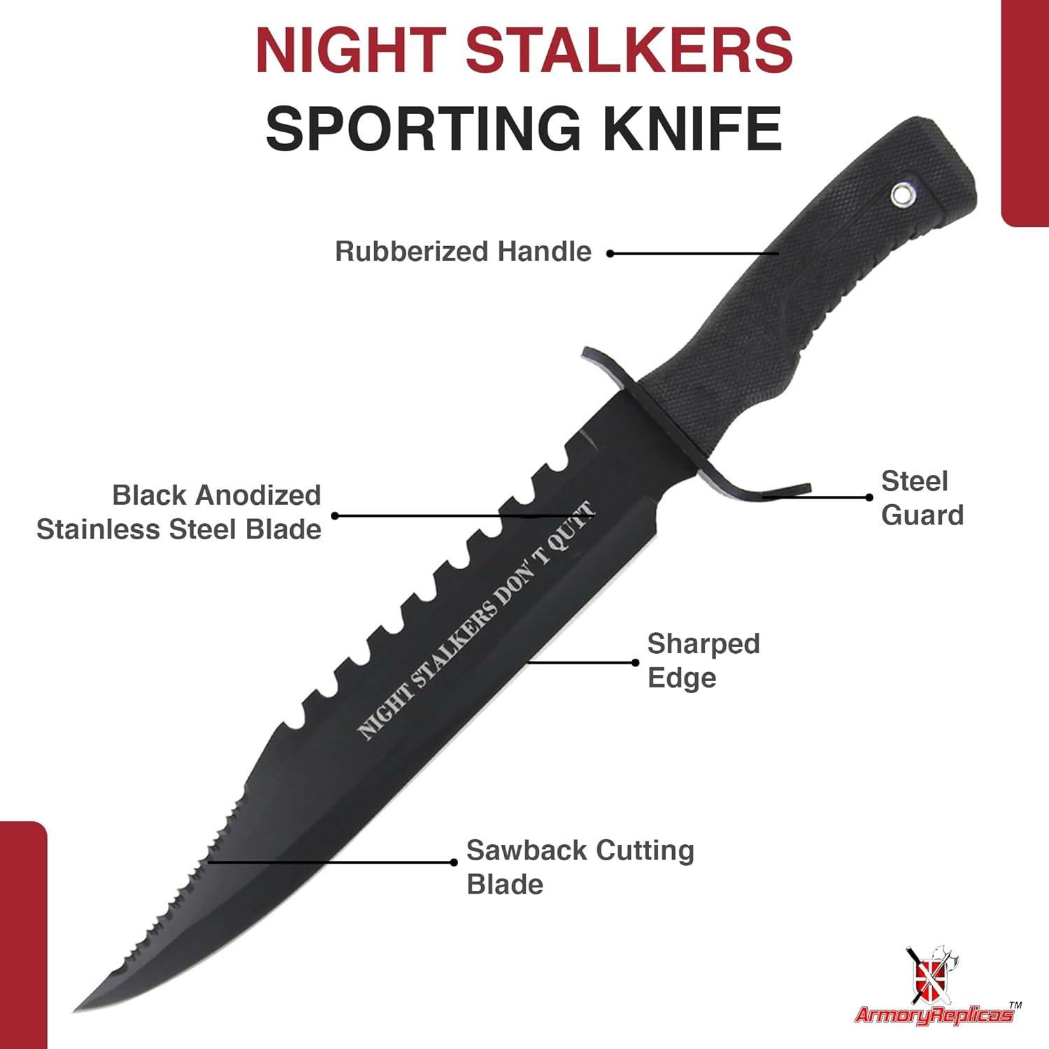 Cuchillo Deportivo Sawback Nocturno Armory Replicas 30.99 cm