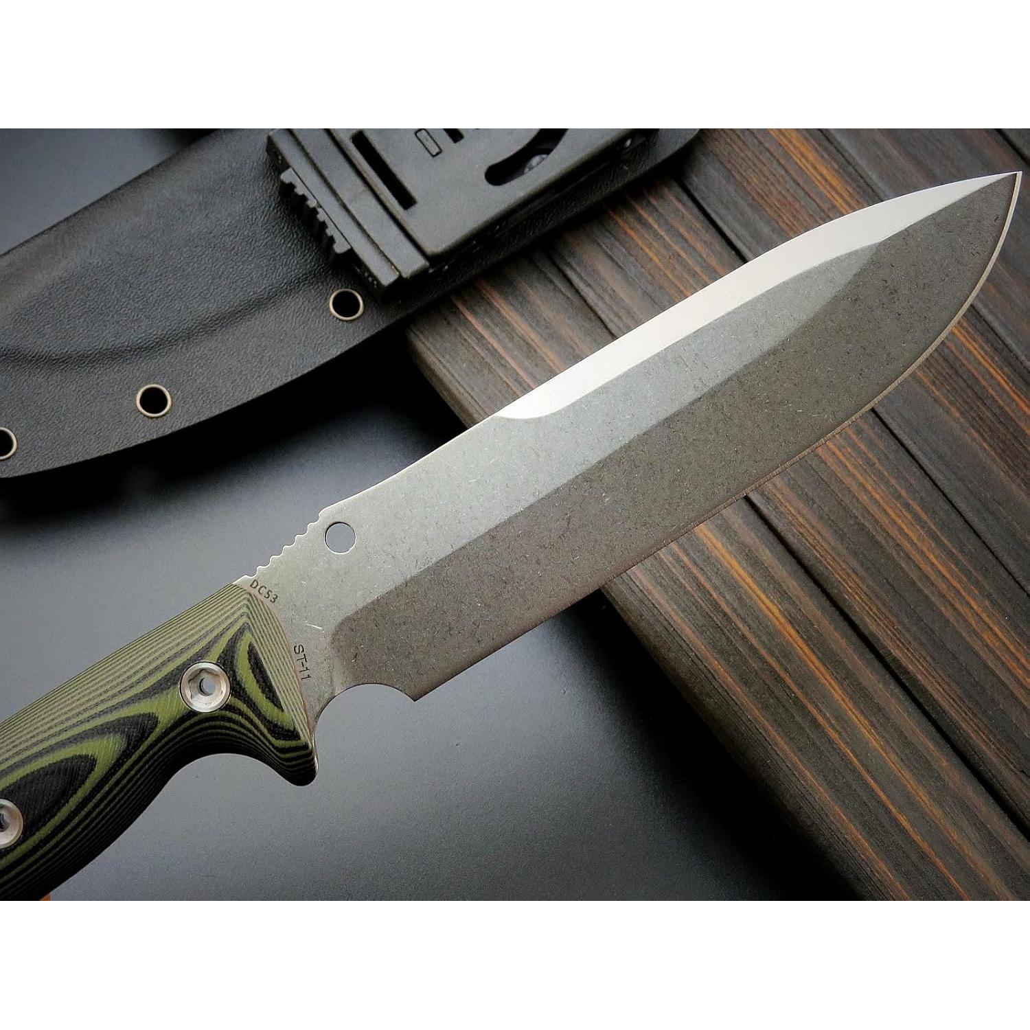 Cuchillo Fijo Sitivien ST11 DC53 Acero 17.4cm Mango G10 Plata