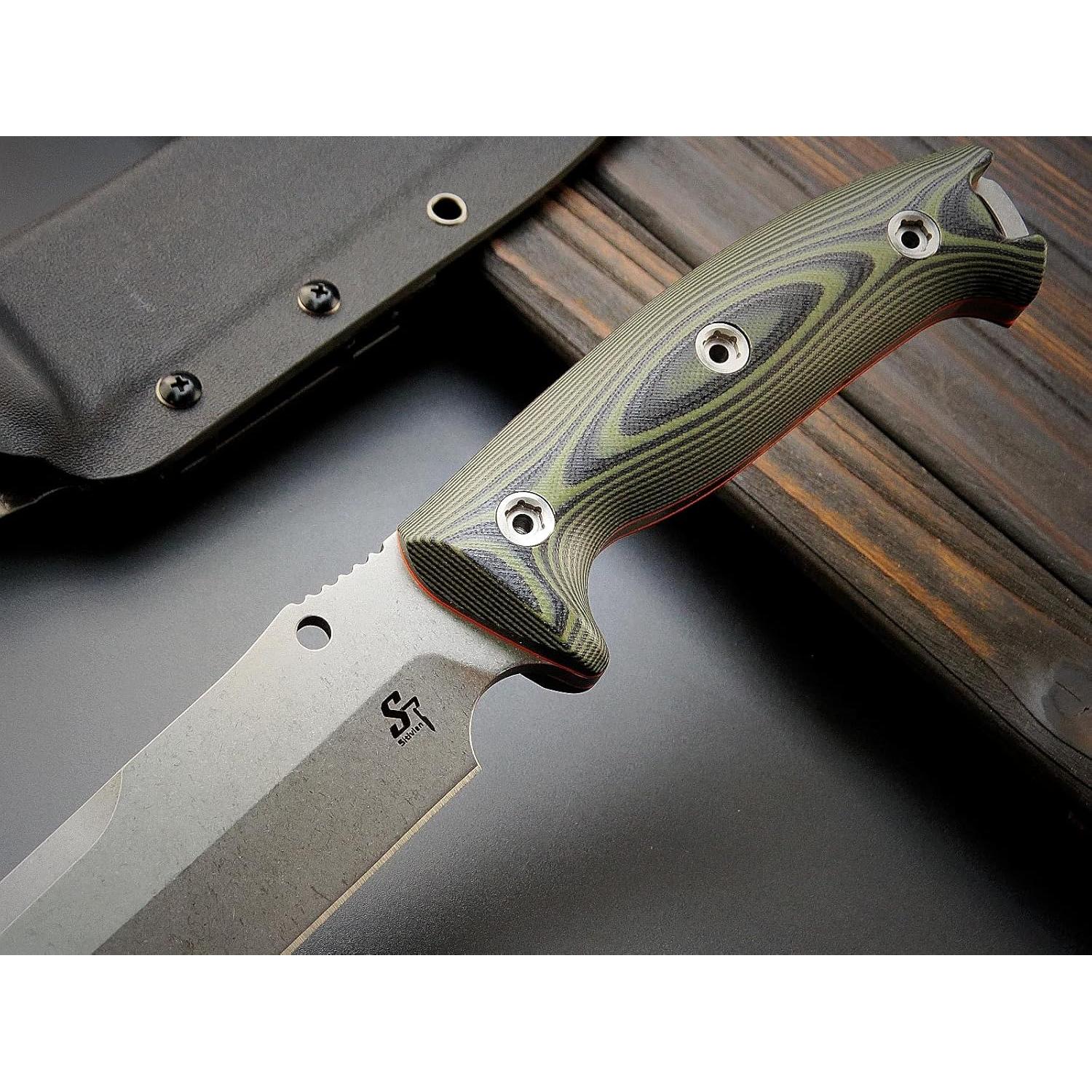 Cuchillo Fijo Sitivien ST11 DC53 Acero 17.4cm Mango G10 Plata