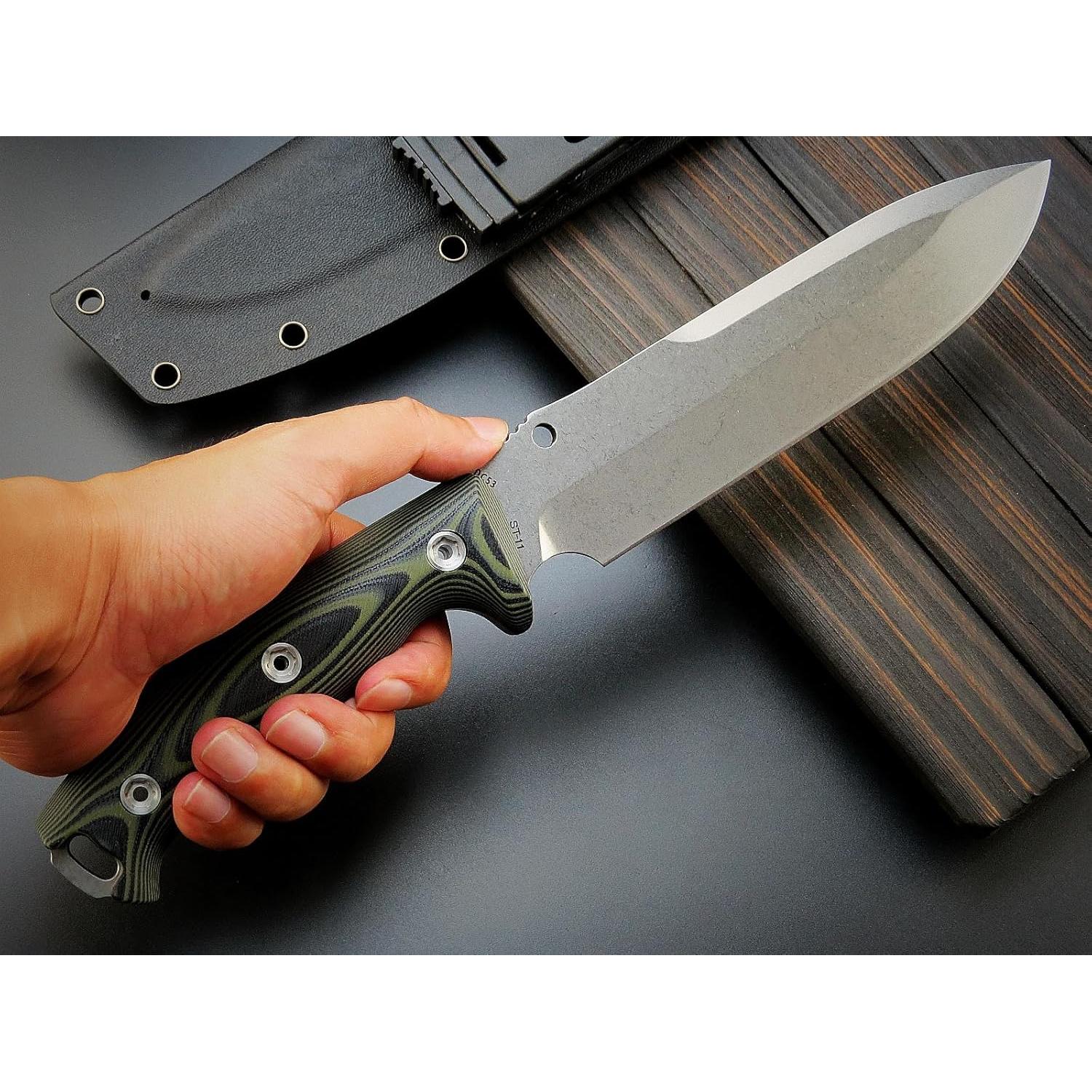 Cuchillo Fijo Sitivien ST11 DC53 Acero 17.4cm Mango G10 Plata