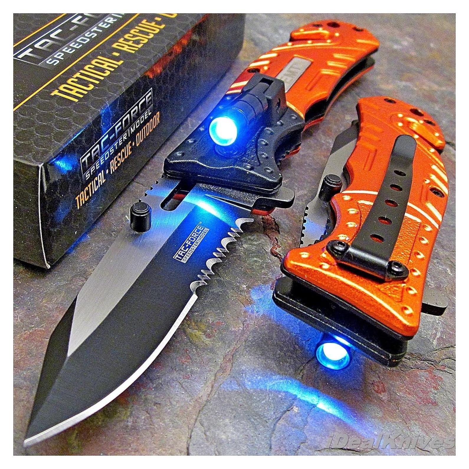 Cuchillo de bolsillo táctico Tac-Force EMT con linterna LED