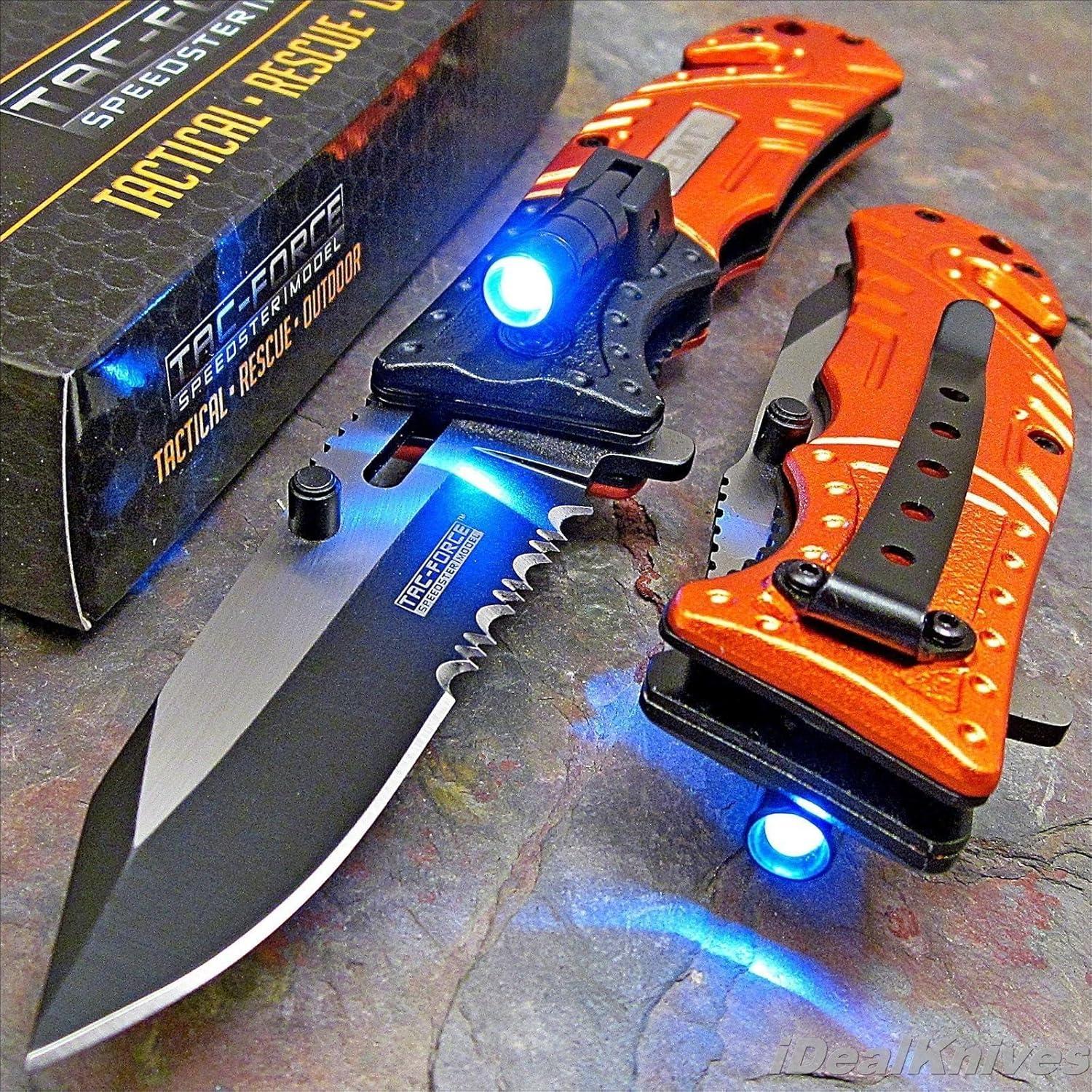 Cuchillo de bolsillo táctico Tac-Force EMT con linterna LED