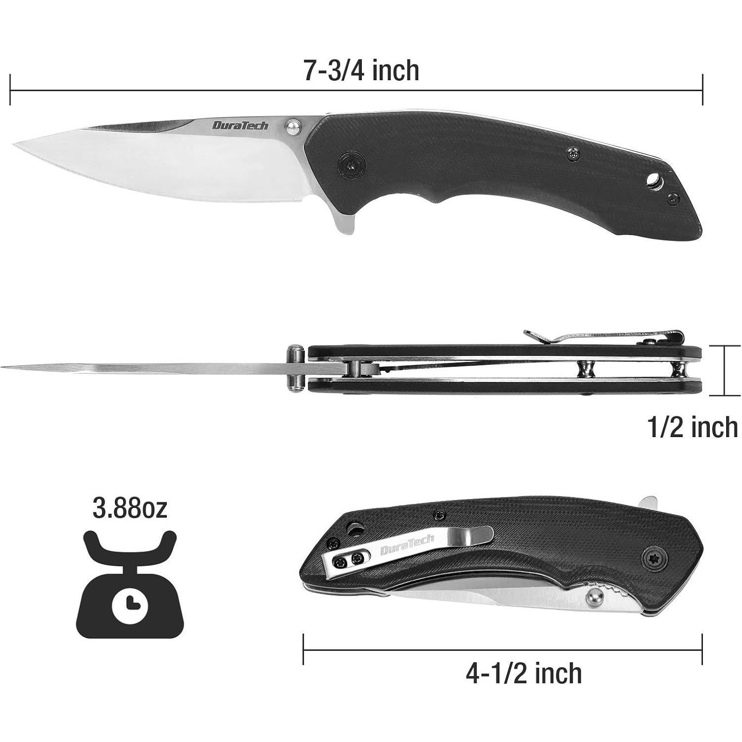 Cuchillo Plegable DURATECH EDC 8CR13MOV 19.69 cm Negro