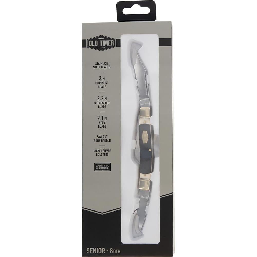 Cuchillo de bolsillo Old Timer 8OTB de hueso genuino 7.5 cm