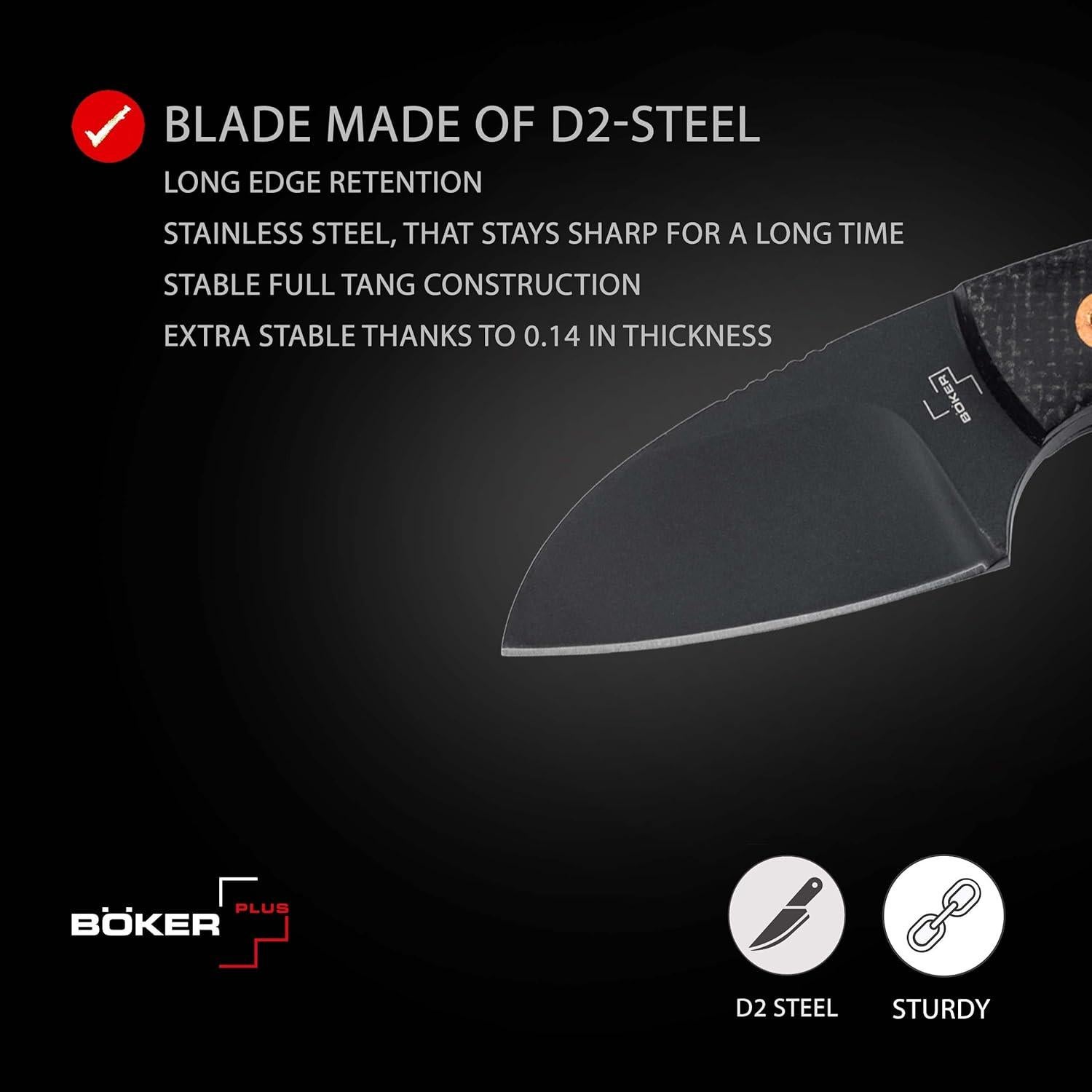 Cuchillo EDC BÖKER PLUS Gnome Negro D2 con Funda Kydex