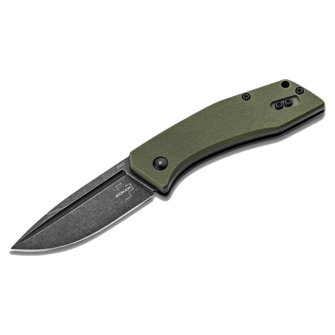 Worldwide 2.0 Pocket Knife - legal EDC two-handed folding knife with clip - slipjoint - G10 handle green - drop point - black blade - professional outdoor