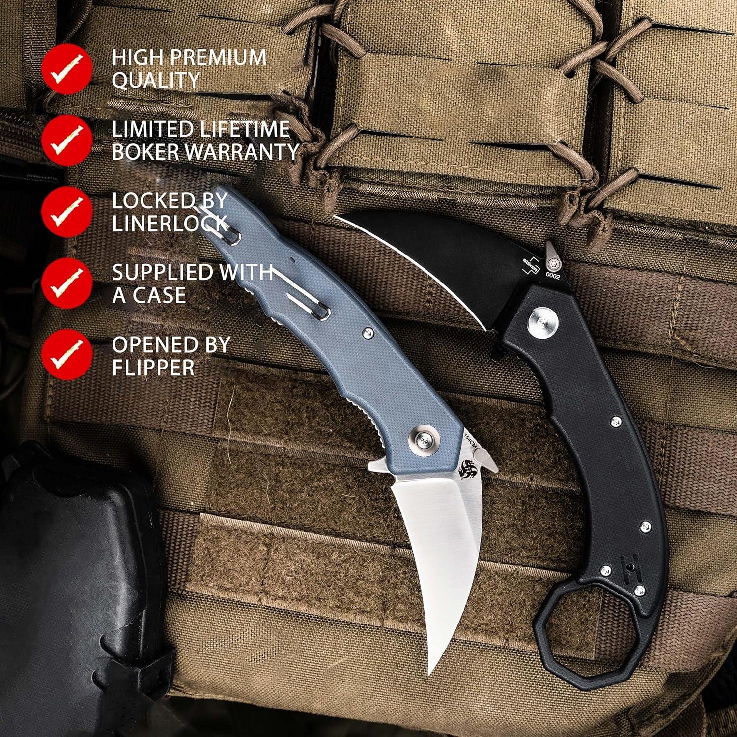 Cuchillo Plegable Boker Plus HEL Karambit Negro 6.1cm 154CM