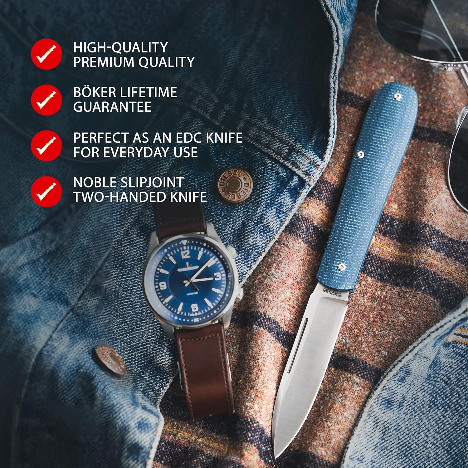 Cuchillo Plegable EDC BÖKER Coffin Denim Micarta Azul 8cm