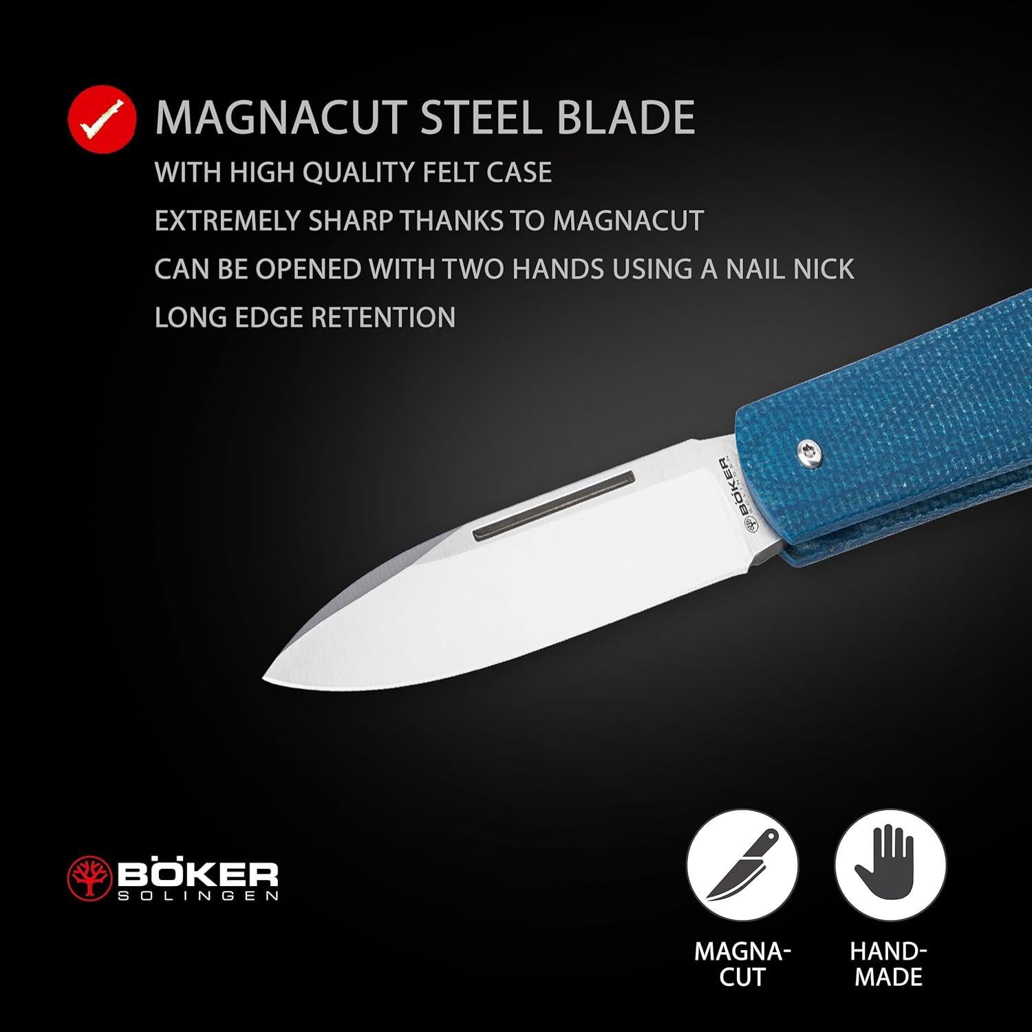 Cuchillo Plegable EDC BÖKER Coffin Denim Micarta Azul 8cm