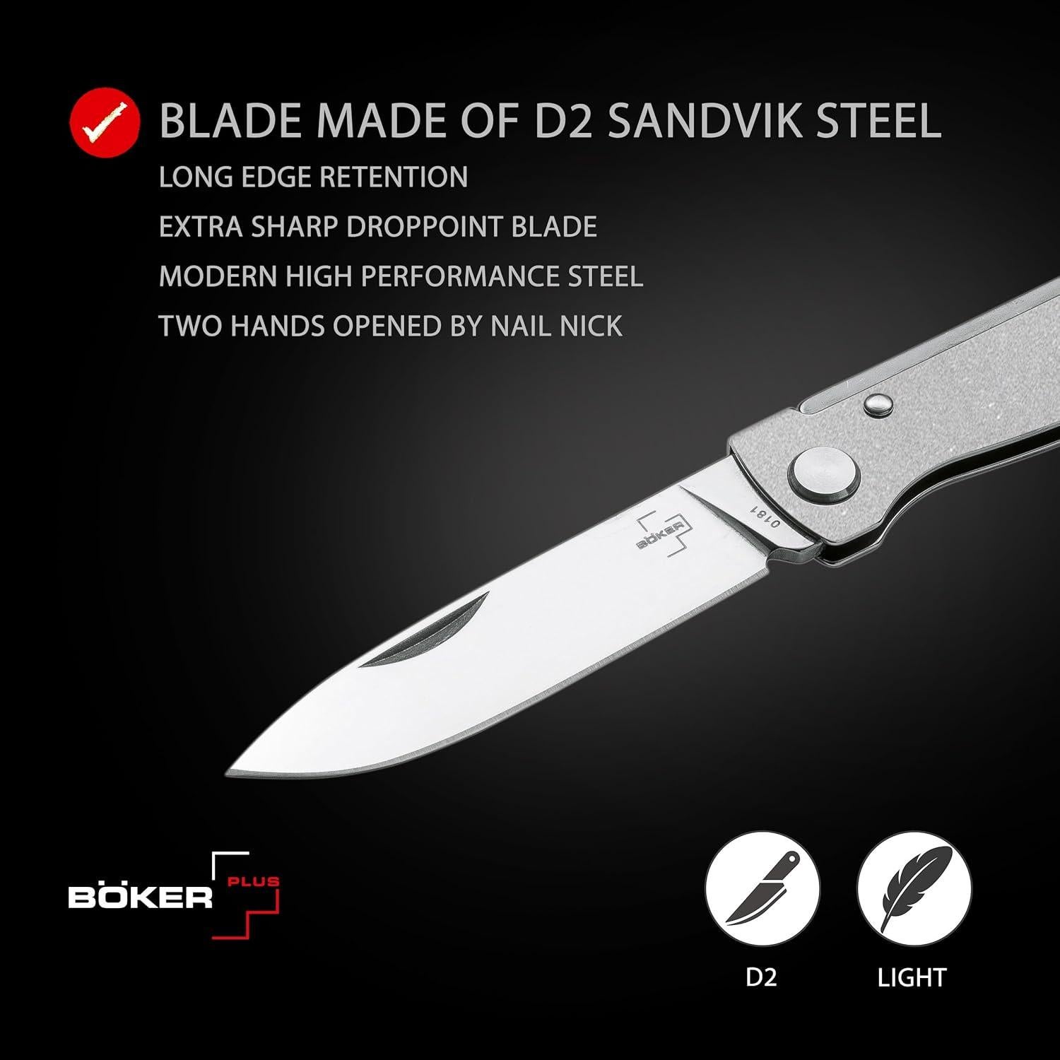 Cuchillo Plegable BÖKER PLUS Atlas Backlock D2 16.8 cm