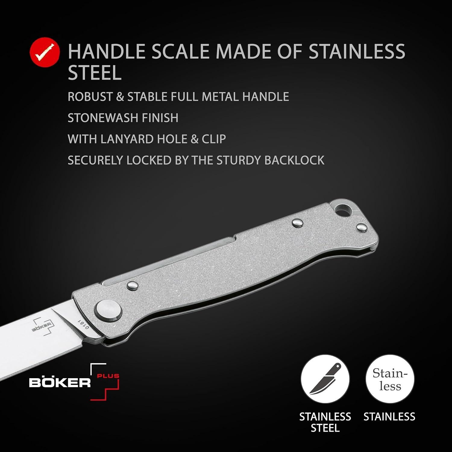 Cuchillo Plegable BÖKER PLUS Atlas Backlock D2 16.8 cm