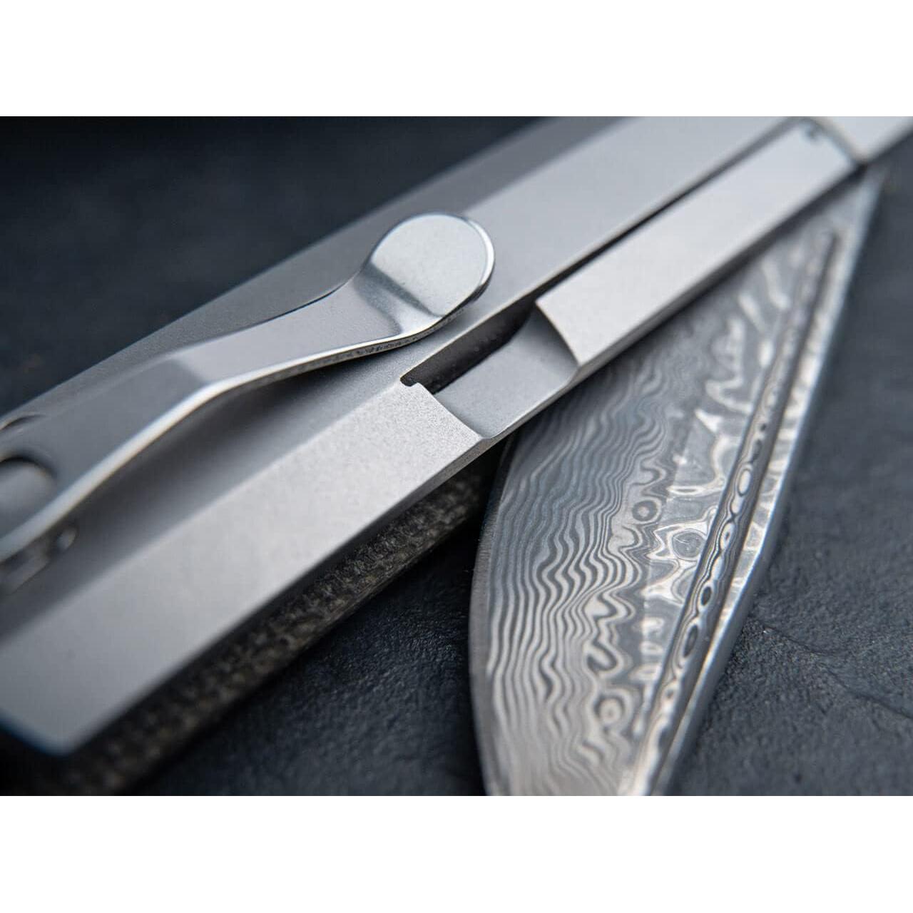 Cataclyst Damascus pocket knife - EDC Flipper Knife with Damascus blade 110 layers - elegant folding knife with clip - sharp - gentleman - in case & gift box