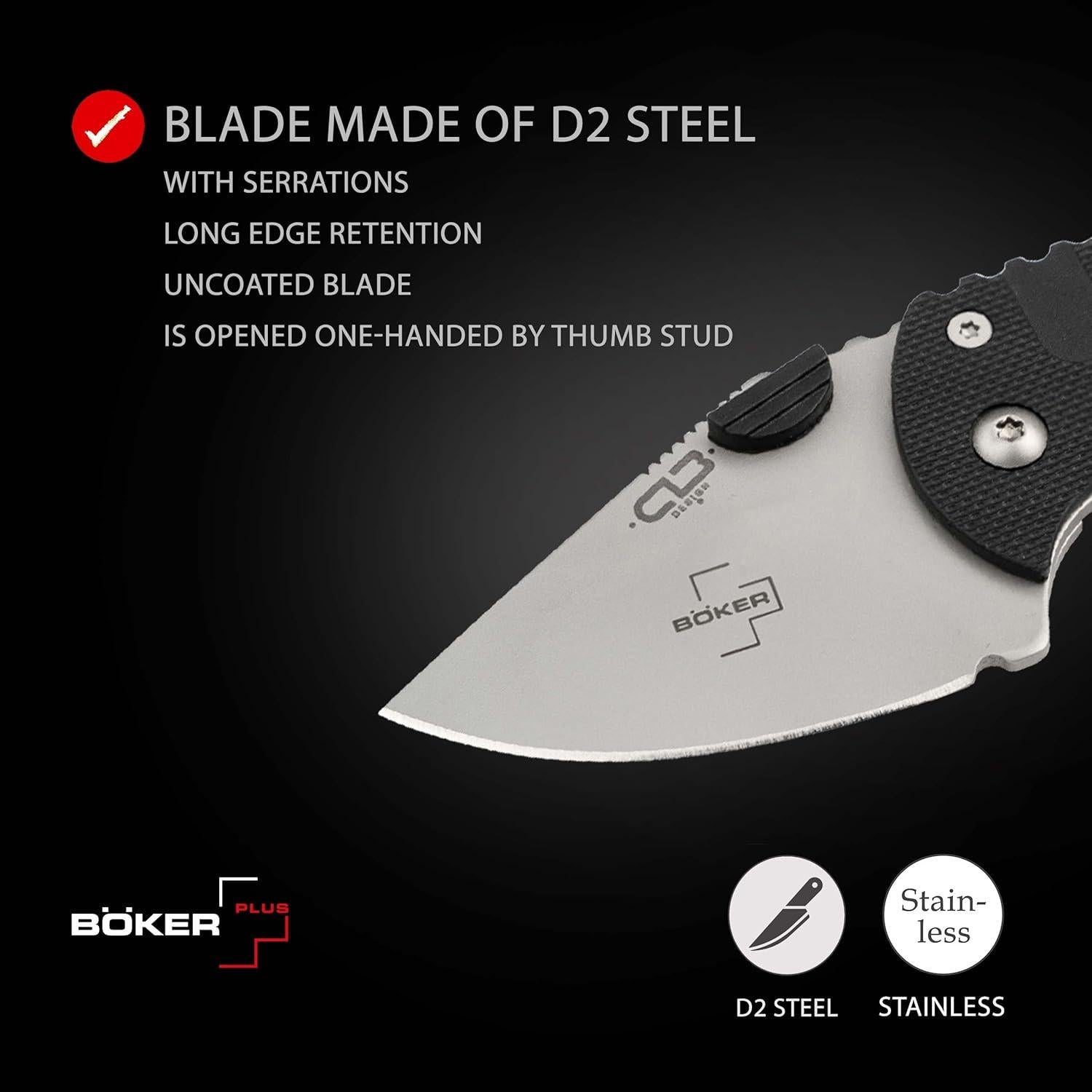 Cuchillo Plegable Boker Plus Subcom 2.0 Negro D2 Zytel