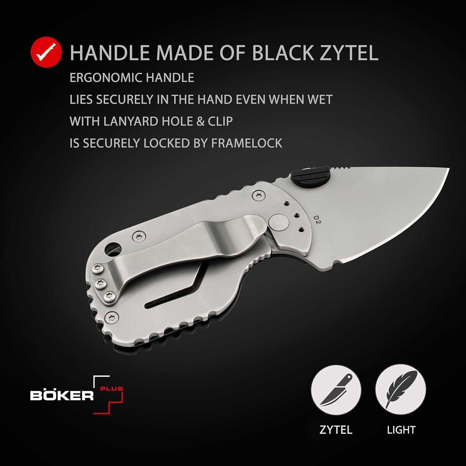 Cuchillo Plegable Boker Plus Subcom 2.0 Negro D2 Zytel