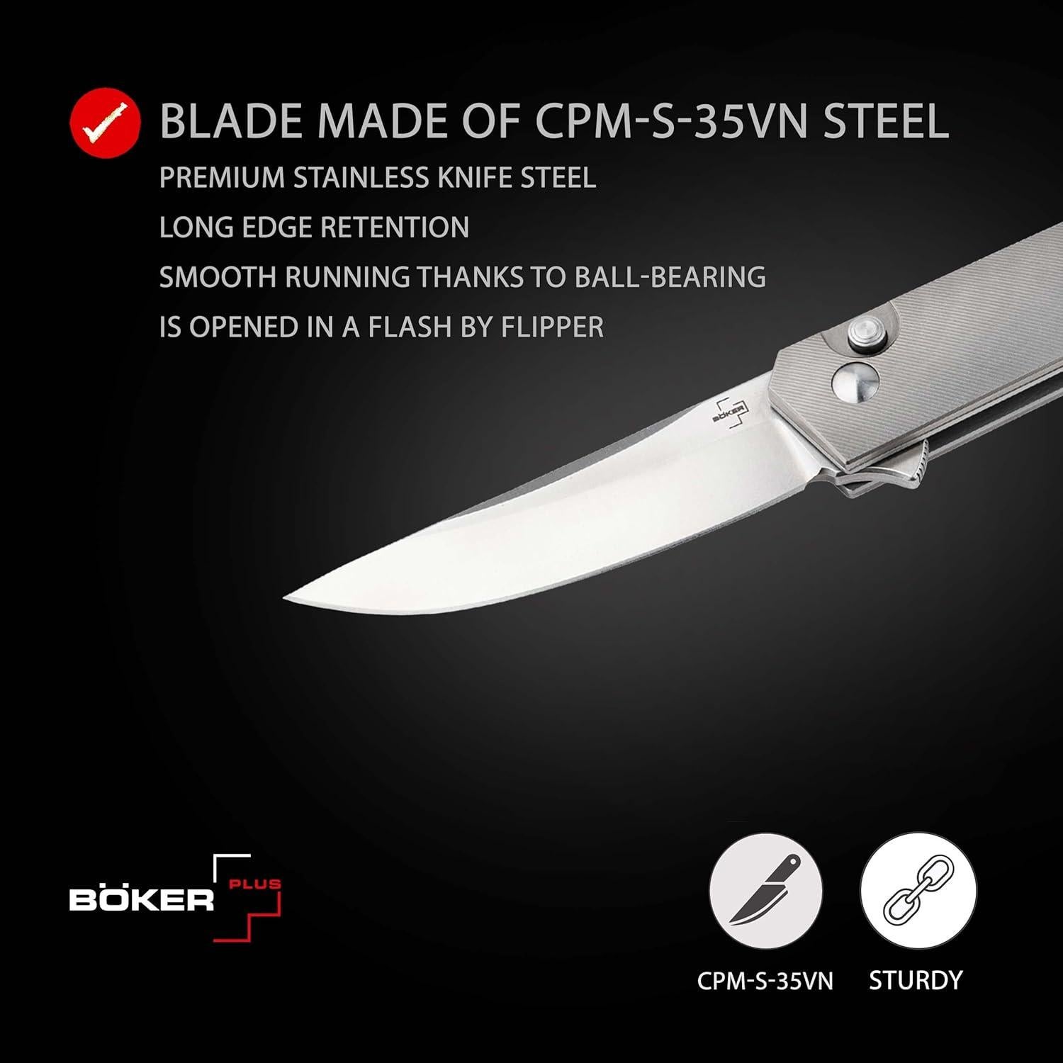 Cuchillo Plegable BÖKER PLUS Kwaiken EDC Titanio 7.69 cm