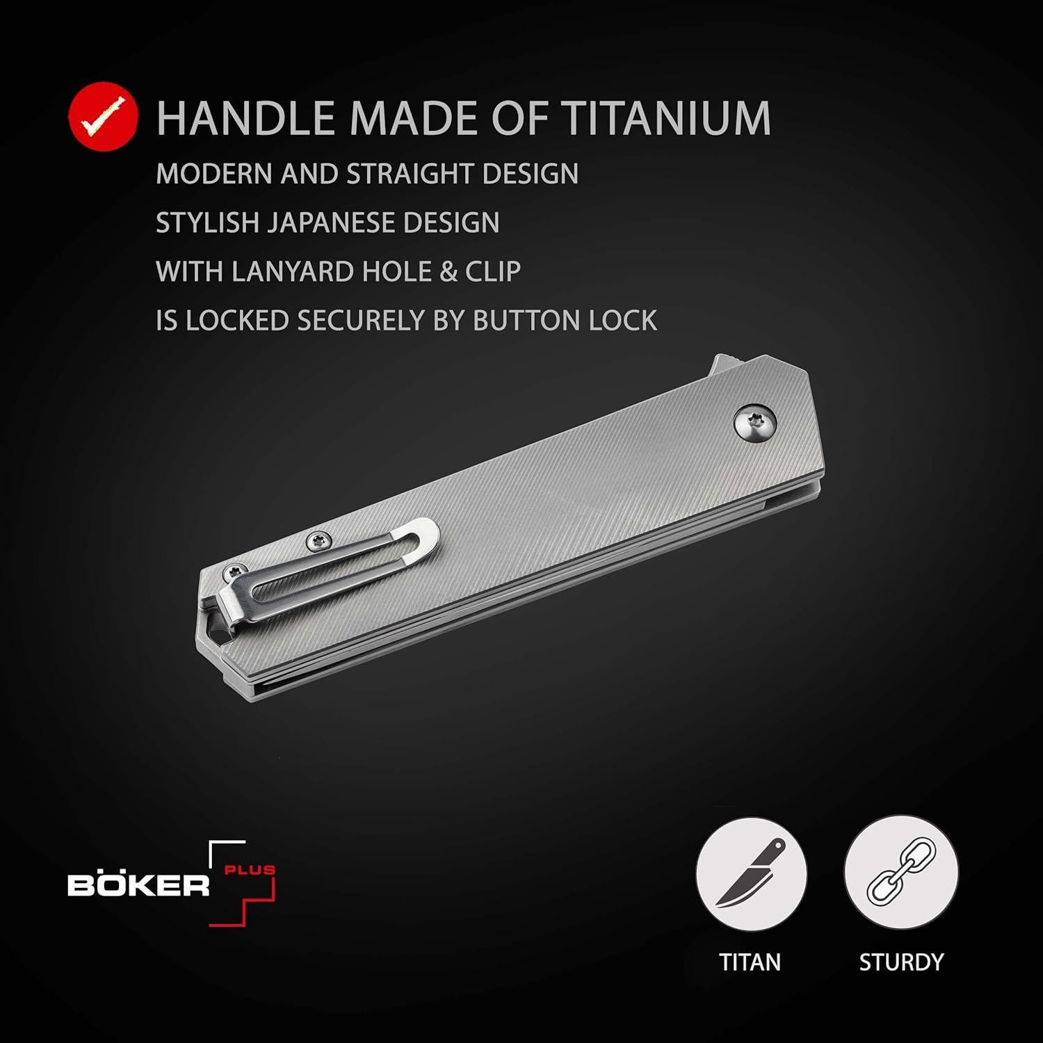 Cuchillo Plegable BÖKER PLUS Kwaiken EDC Titanio 7.69 cm