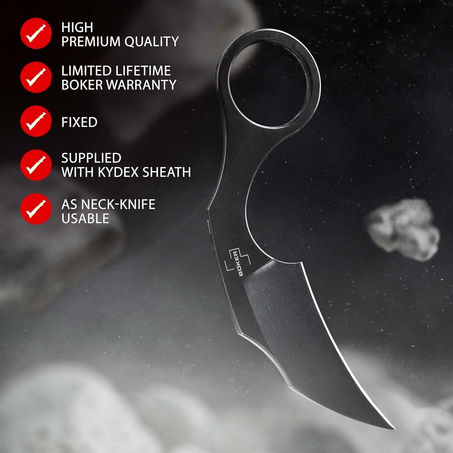 Cuchillo de Hoja Fija Boker Plus Bad Moon D2 con Funda Kydex