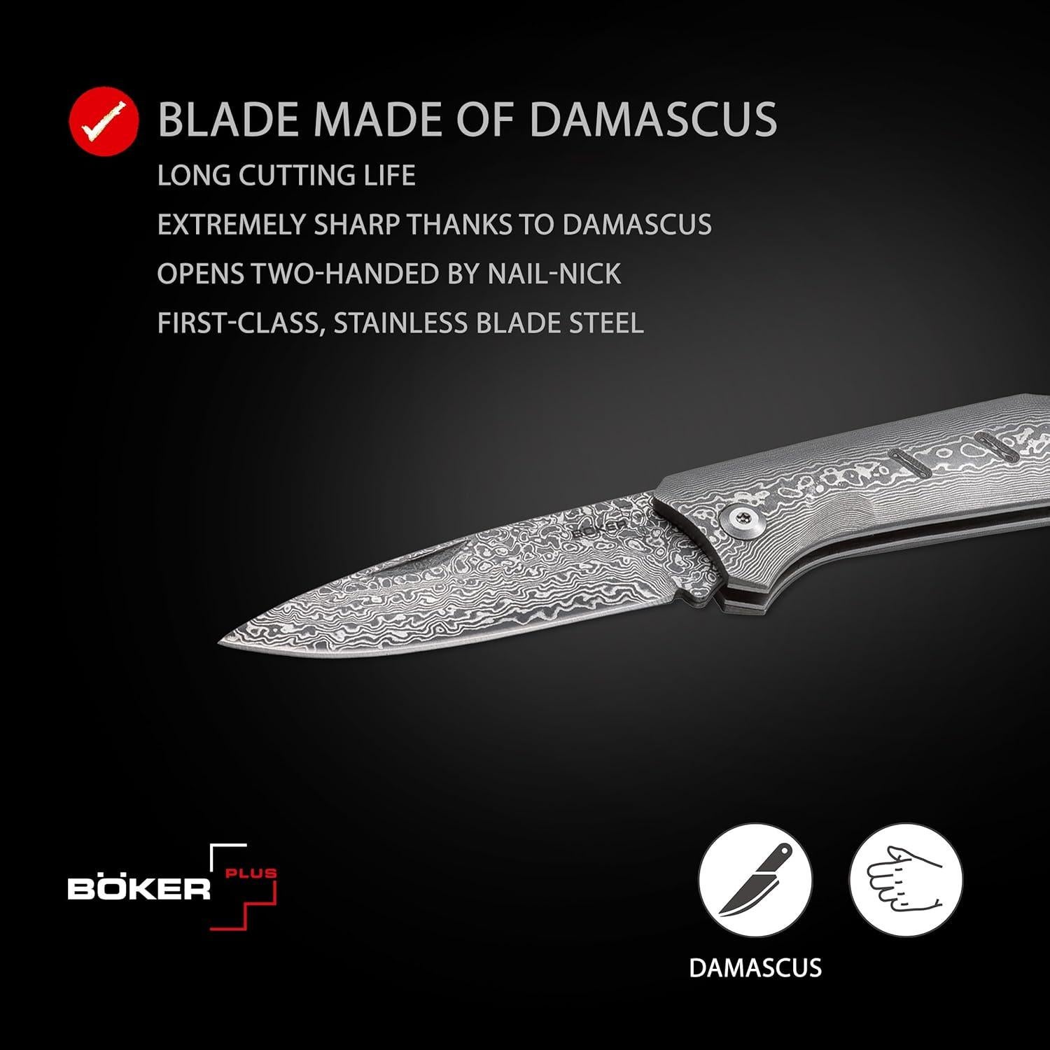 Cuchillo de bolsillo Boker Plus Dominator Damasco 8.57 cm