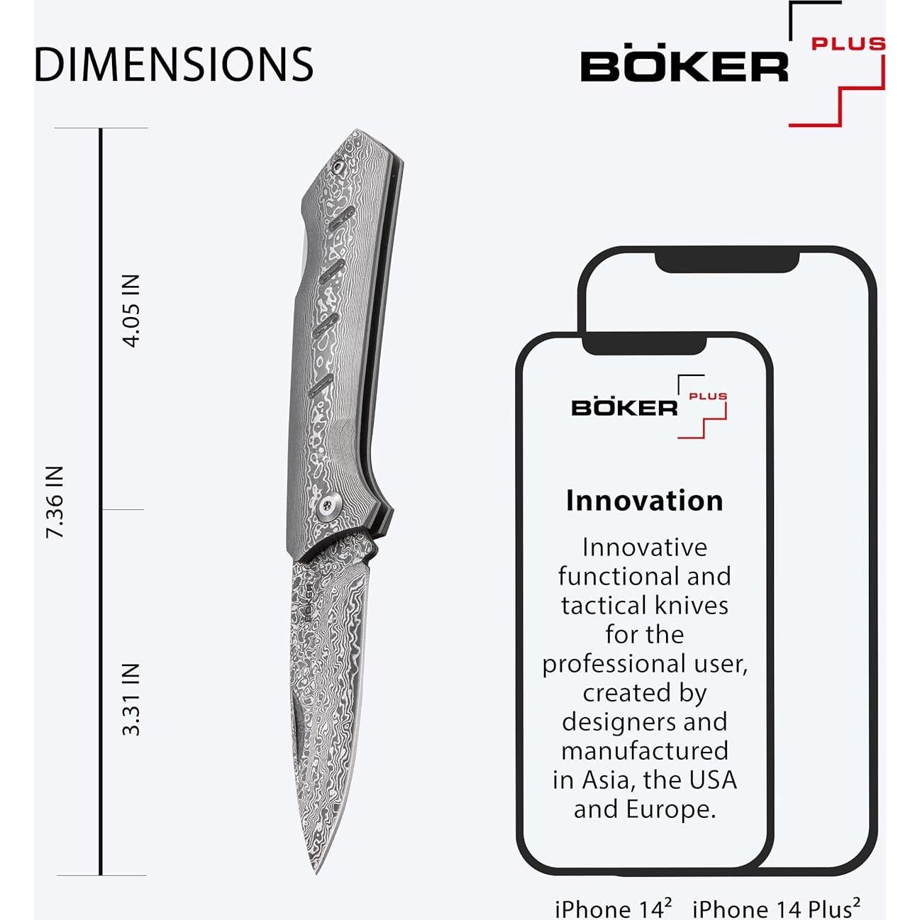Cuchillo de bolsillo Boker Plus Dominator Damasco 8.57 cm