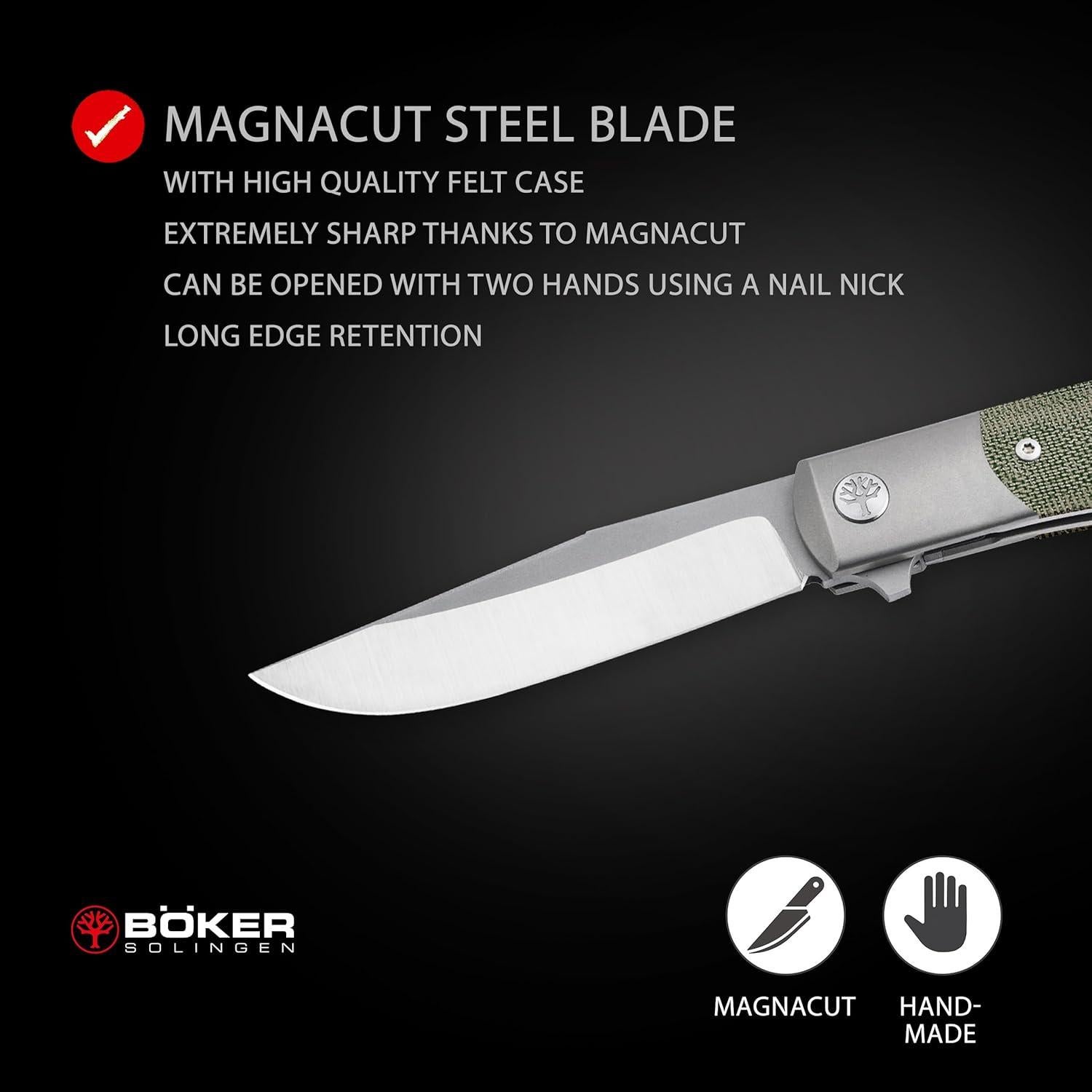 Cuchillo Plegable BÖKER TRPPR Micarta MagnaCut 8.2cm Verde