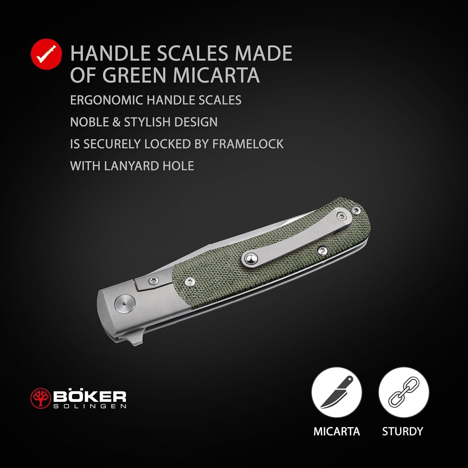 Cuchillo Plegable BÖKER TRPPR Micarta MagnaCut 8.2cm Verde