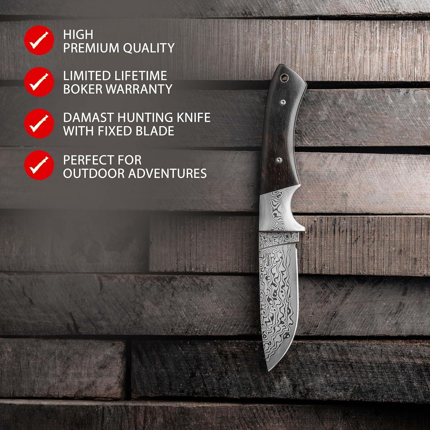 Cuchillo de Caza BÖKER PLUS M-One Damasco 19.5 cm con Funda