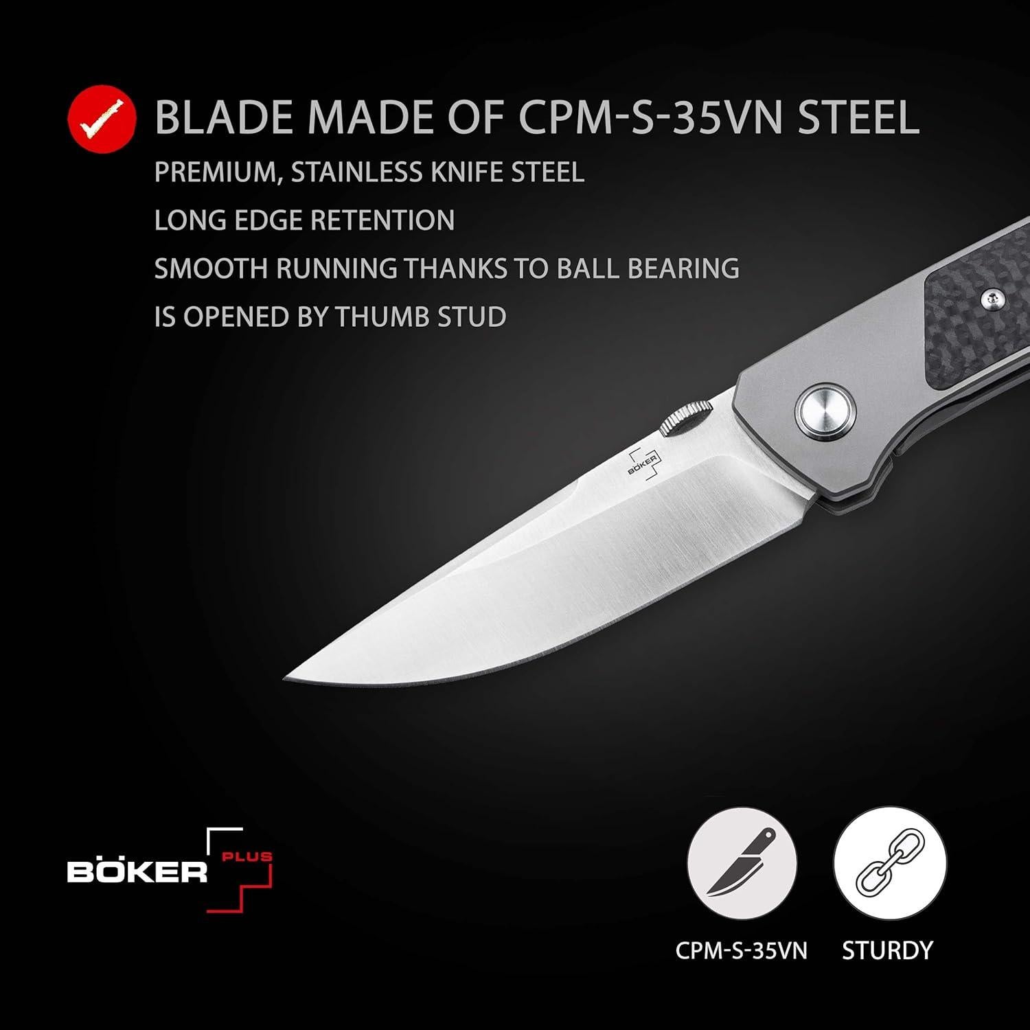 Cuchillo Plegable BÖKER PLUS Conductor EDC S35VN 8.51 cm