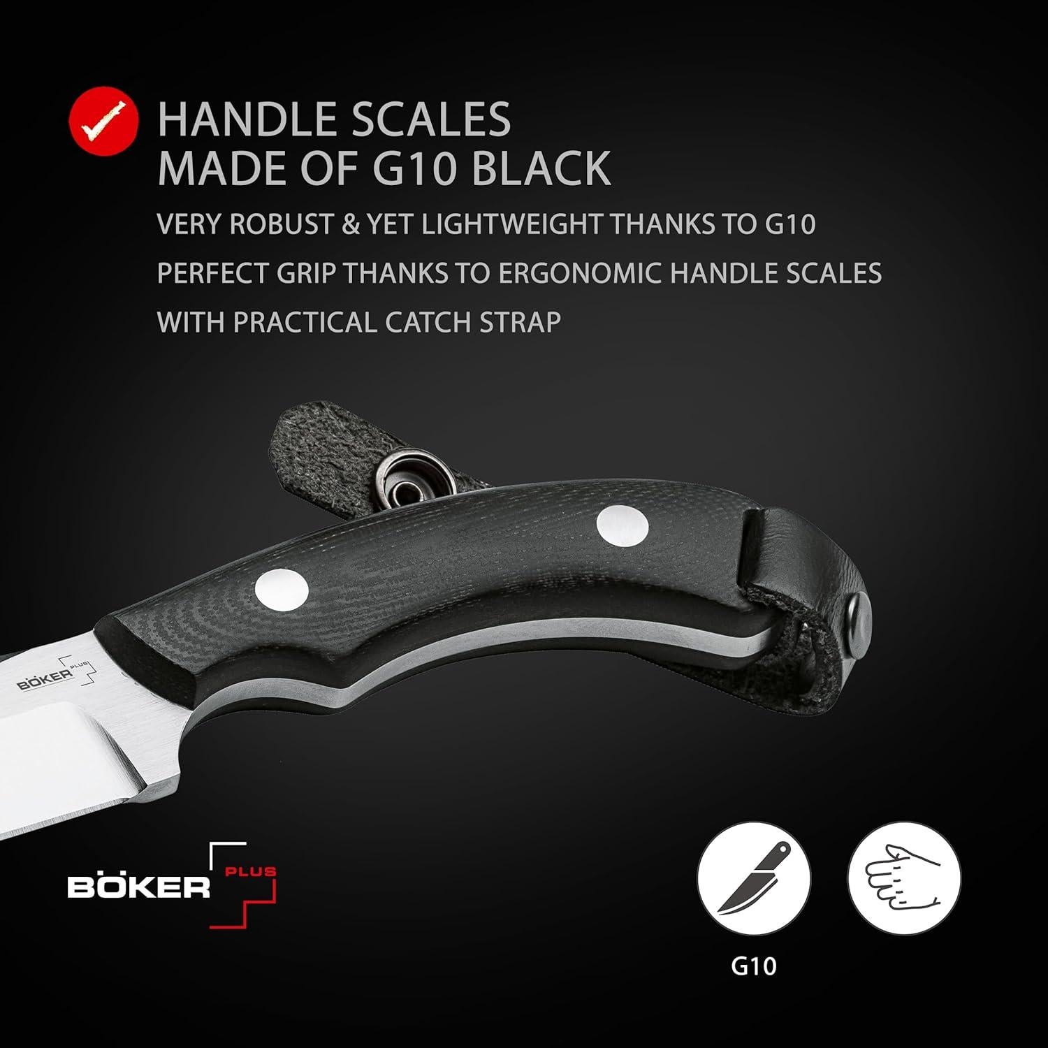 Cuchillo Boker Plus J-Bite 440C con Funda de Cuero 6.19cm