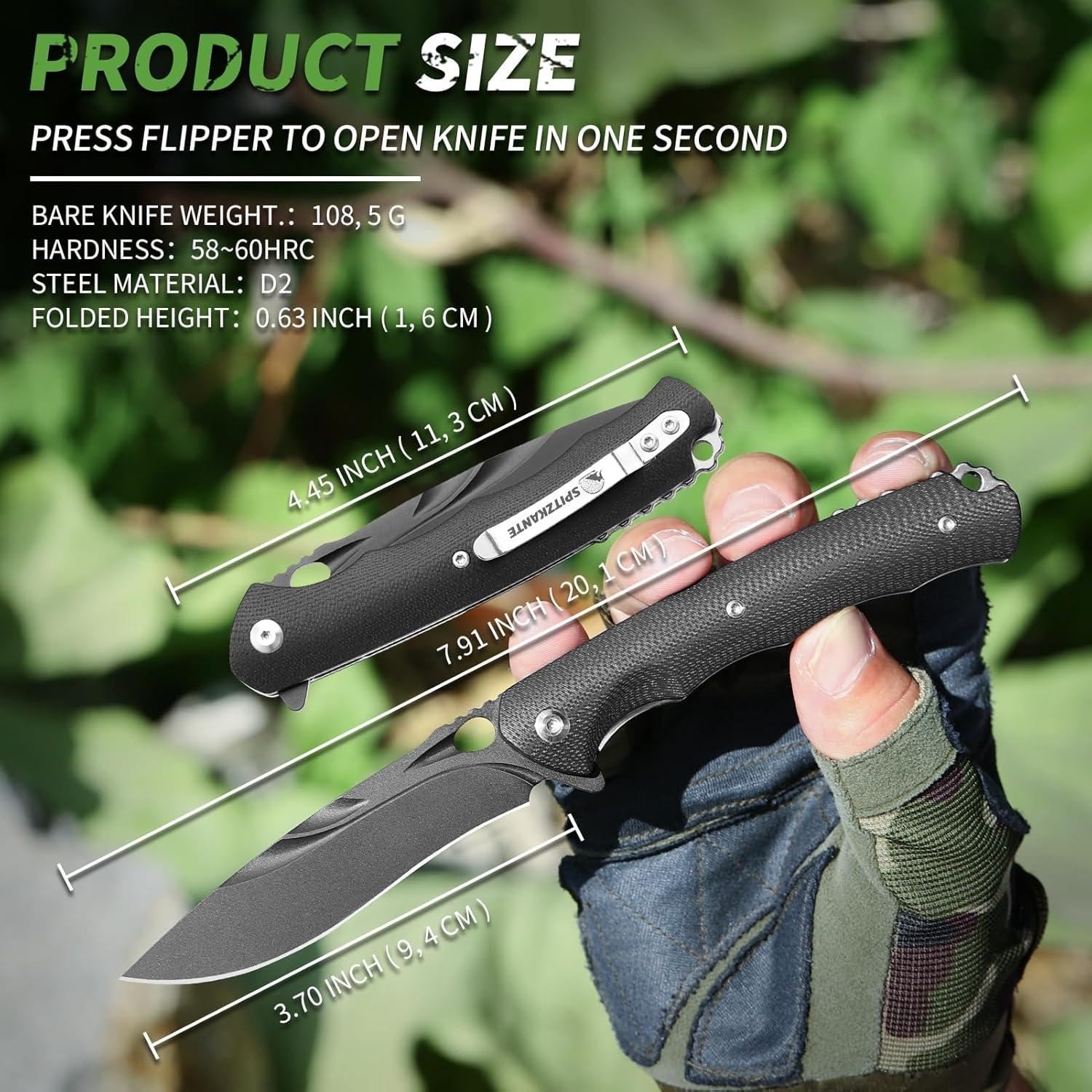 Cuchillo de bolsillo SPITZKANTE H0MG1 con hoja de acero D2